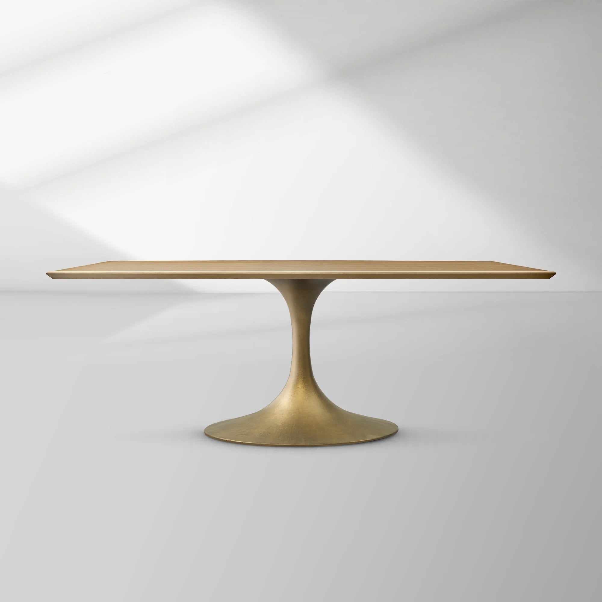 Aero Rectangular Wood Dining Table with Sculptural Steel Base