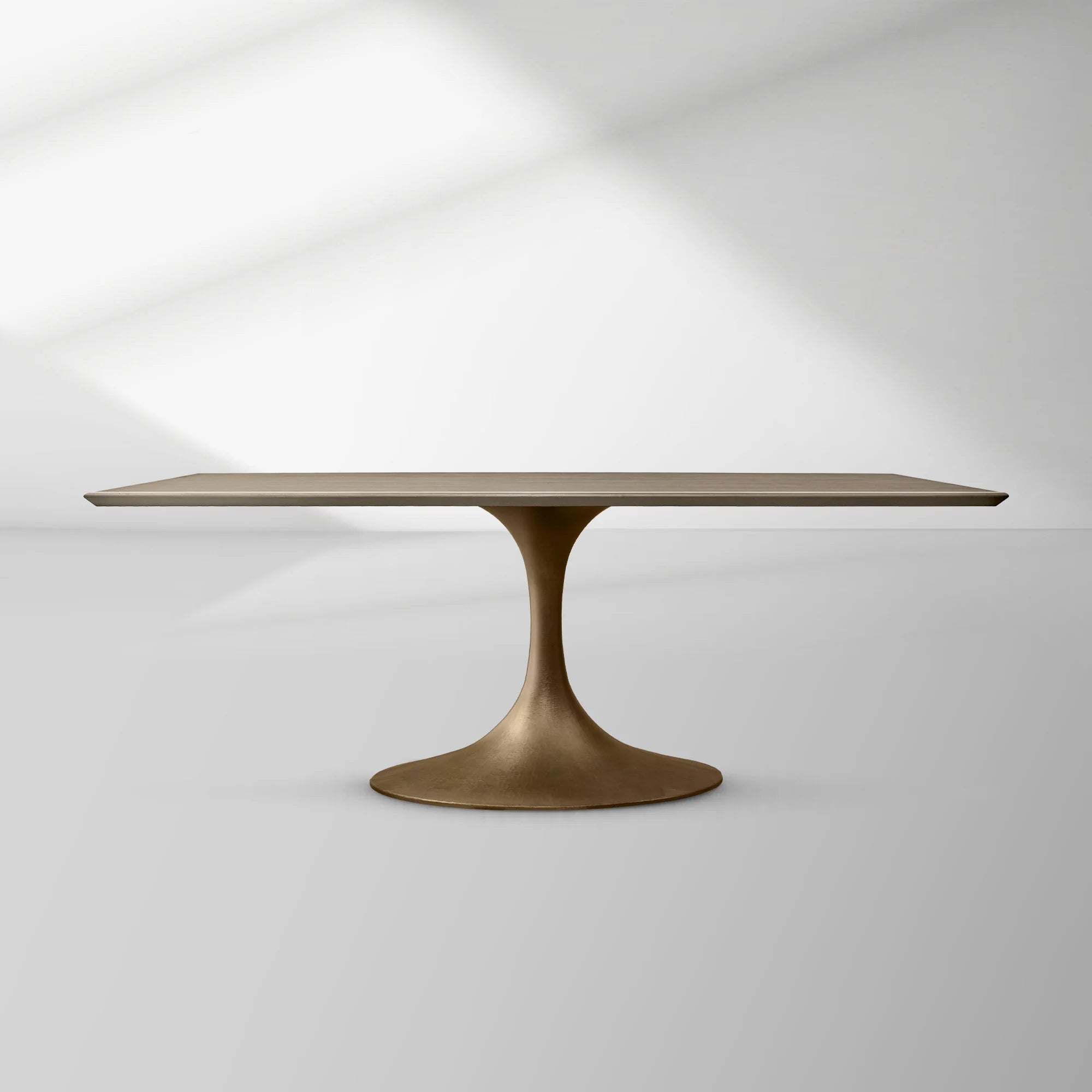 Aero Rectangular Wood Dining Table with Sculptural Steel Base
