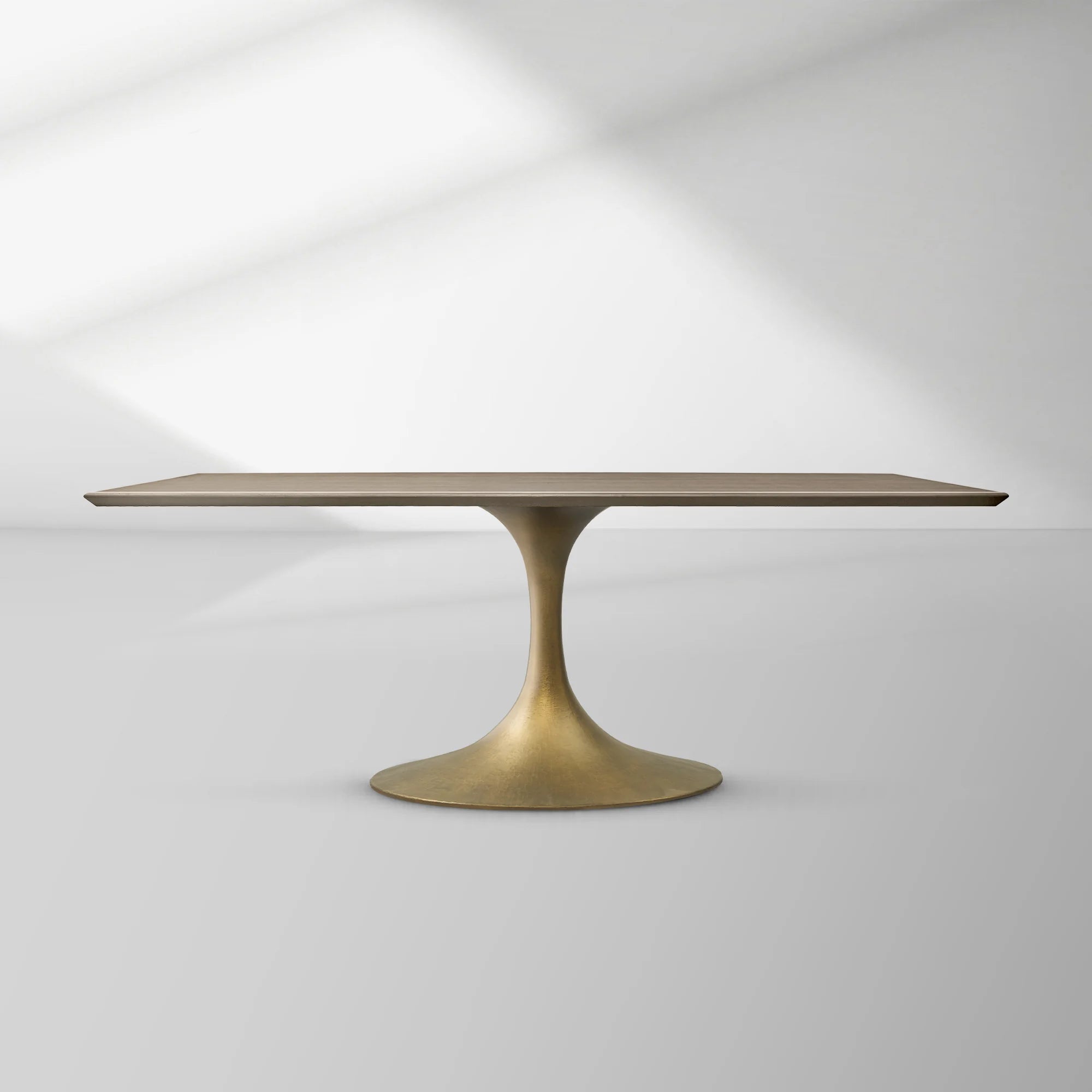 Aero Rectangular Wood Dining Table with Sculptural Steel Base