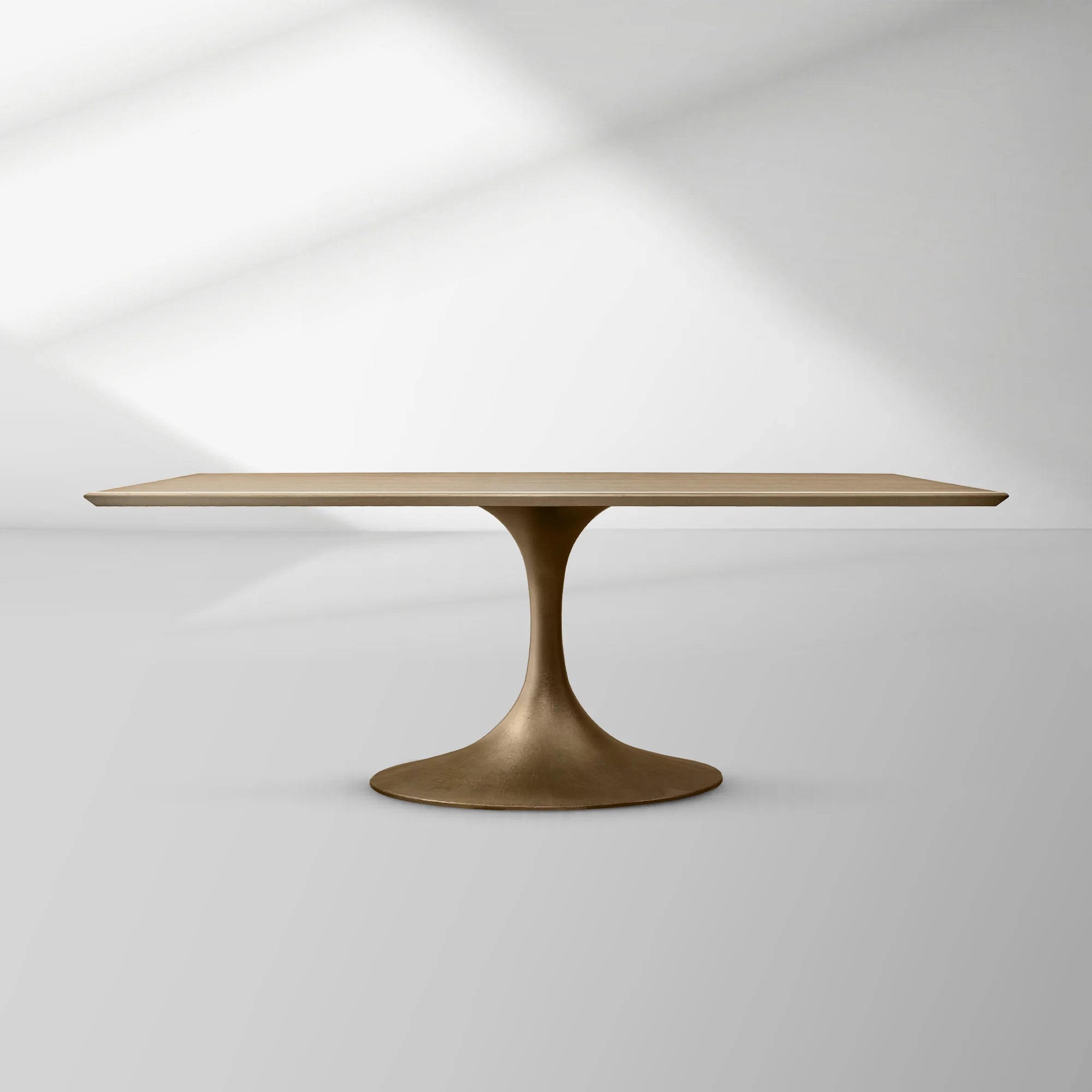 Aero Rectangular Wood Dining Table with Sculptural Steel Base
