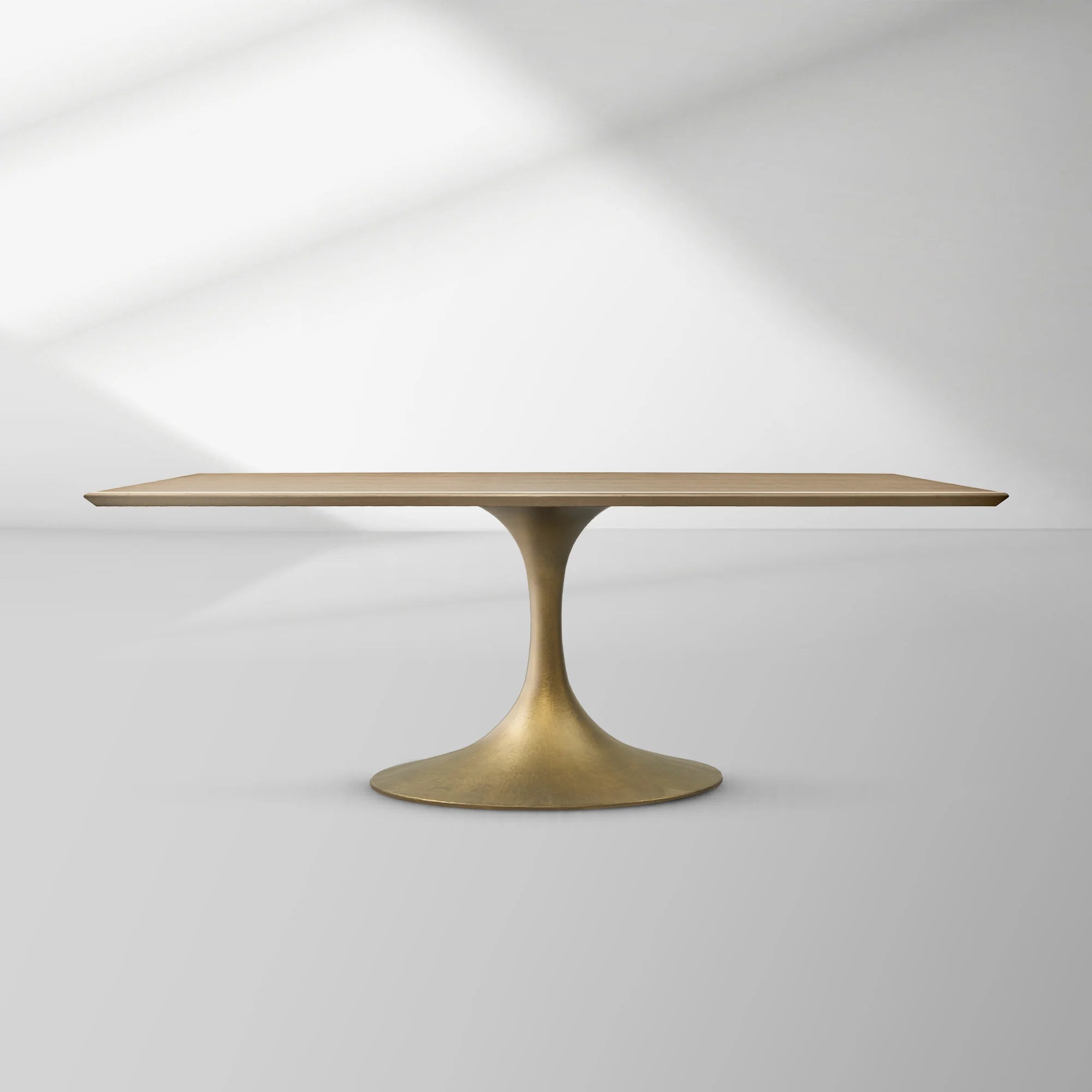 Aero Rectangular Wood Dining Table with Sculptural Steel Base
