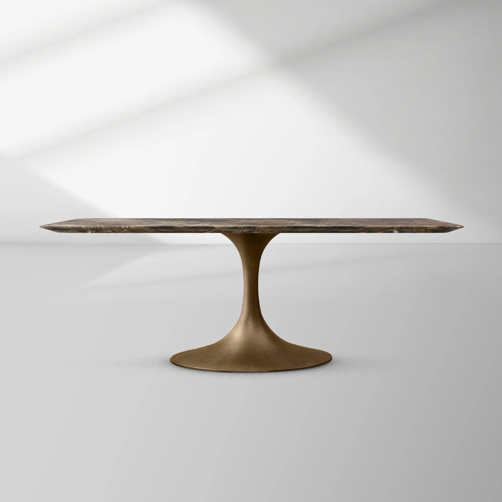 Aero Rectangular Marble Dining Table with Cast Steel Base