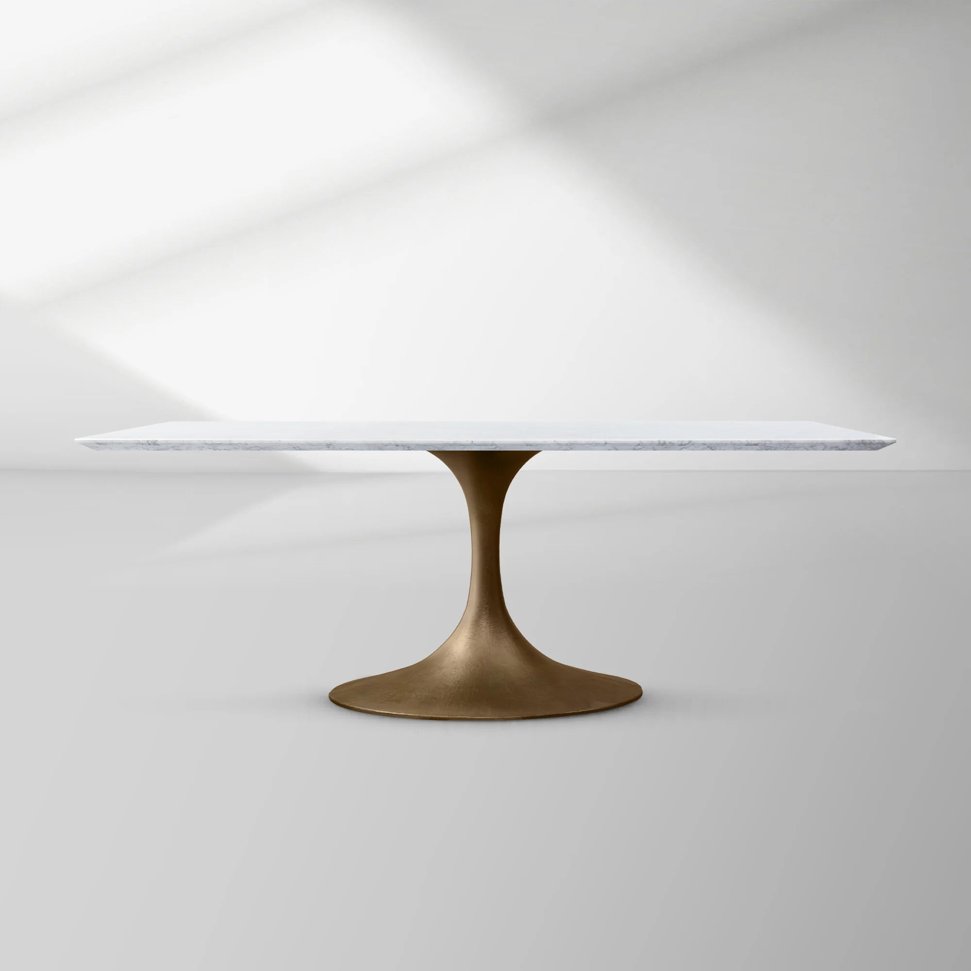 Aero Rectangular Marble Dining Table with Cast Steel Base