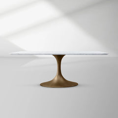 Aero Rectangular Marble Dining Table with Cast Steel Base