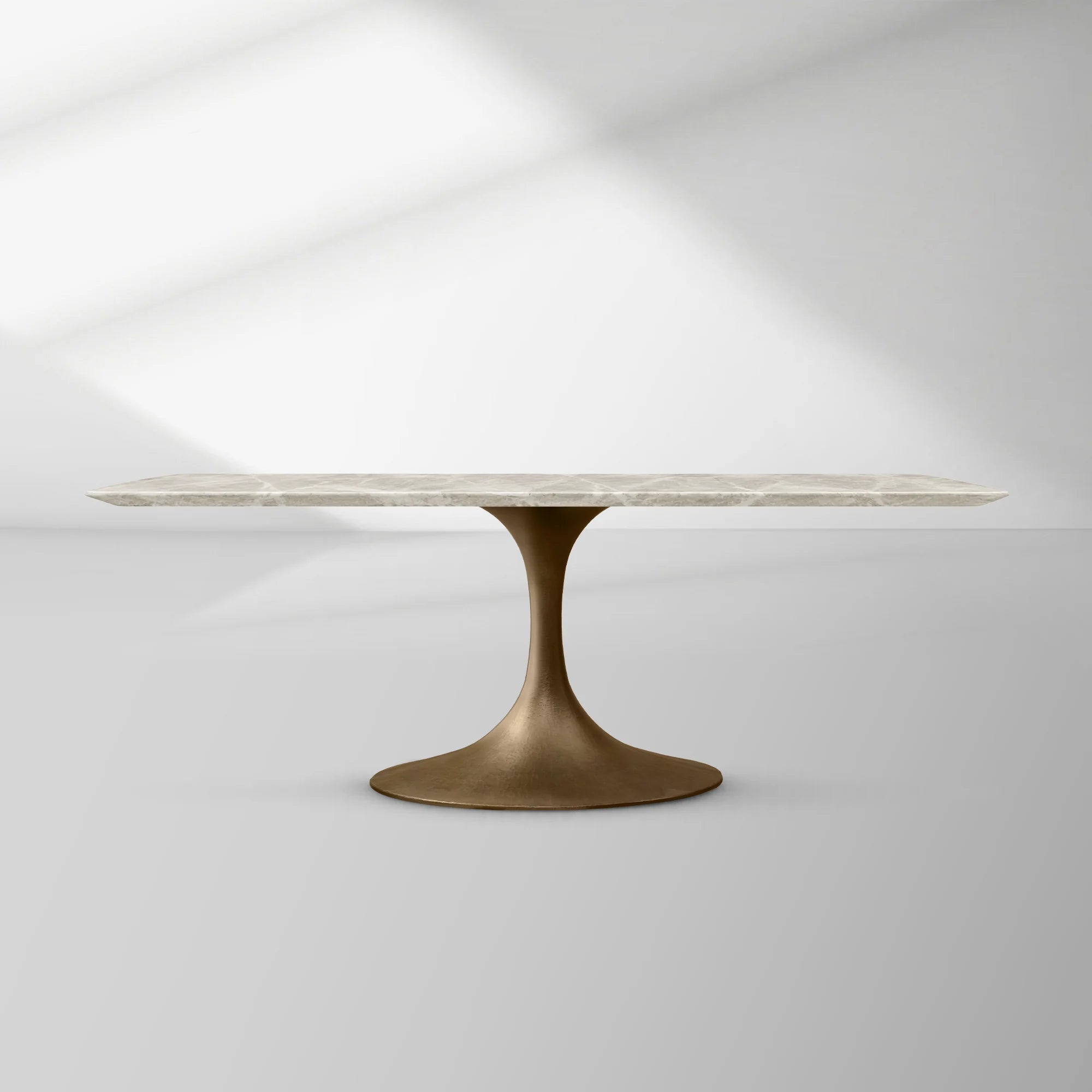 Aero Rectangular Marble Dining Table with Cast Steel Base