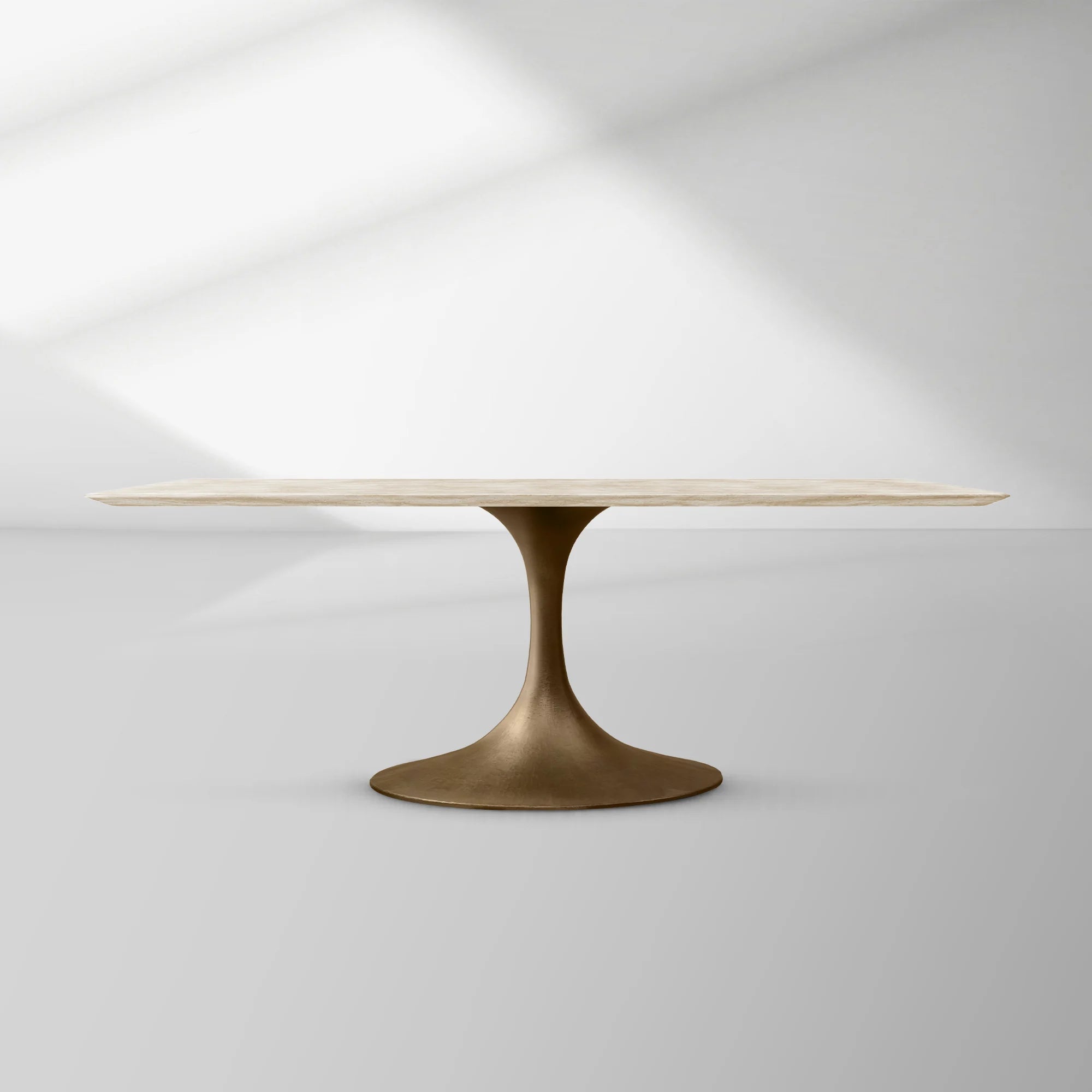 Aero Rectangular Marble Dining Table with Cast Steel Base
