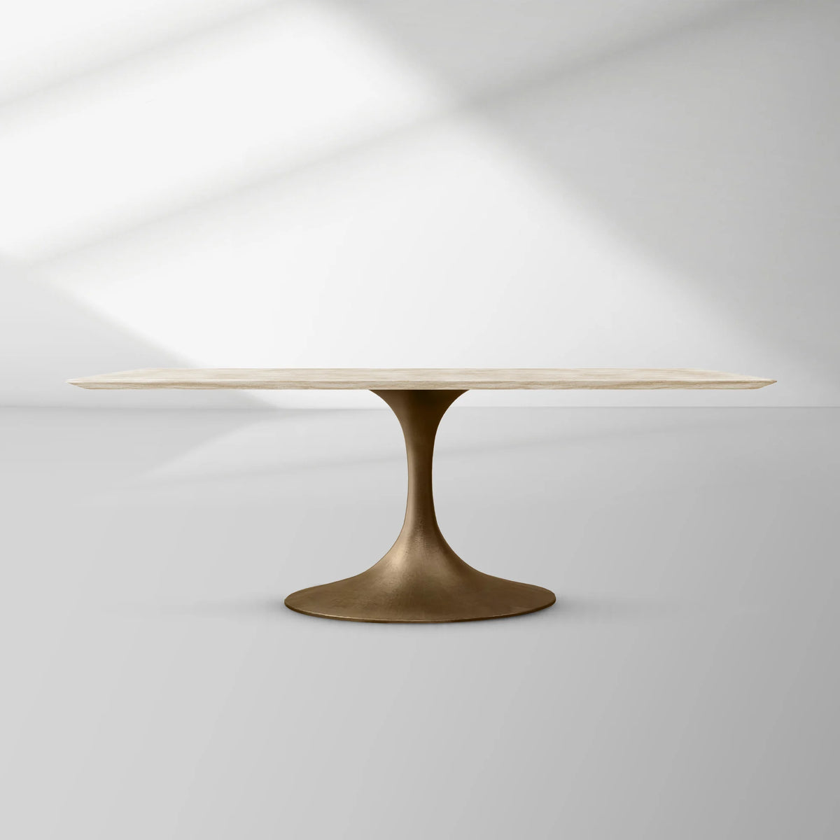 Aero Rectangular Marble Dining Table with Cast Steel Base
