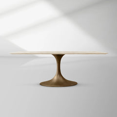 Aero Rectangular Marble Dining Table with Cast Steel Base