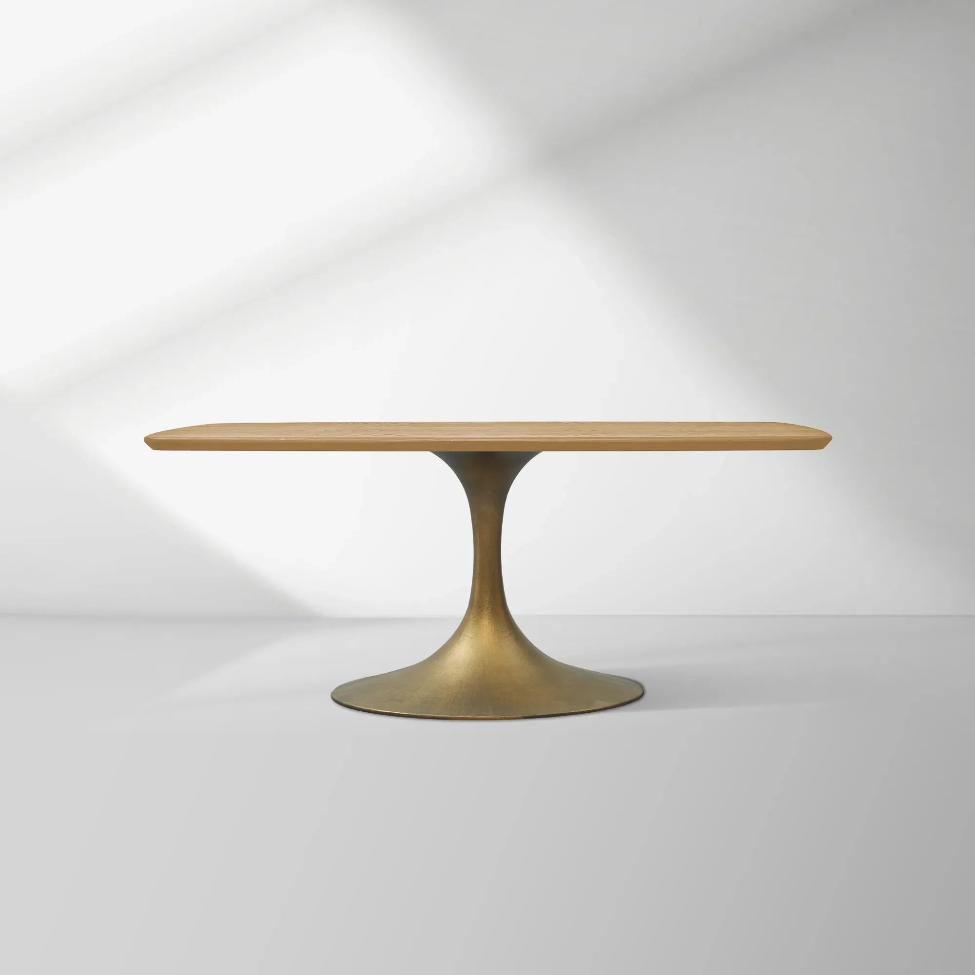 Aero Solid Oak Top Dining Table Tulip Rectangular Dining Table with Launette Base