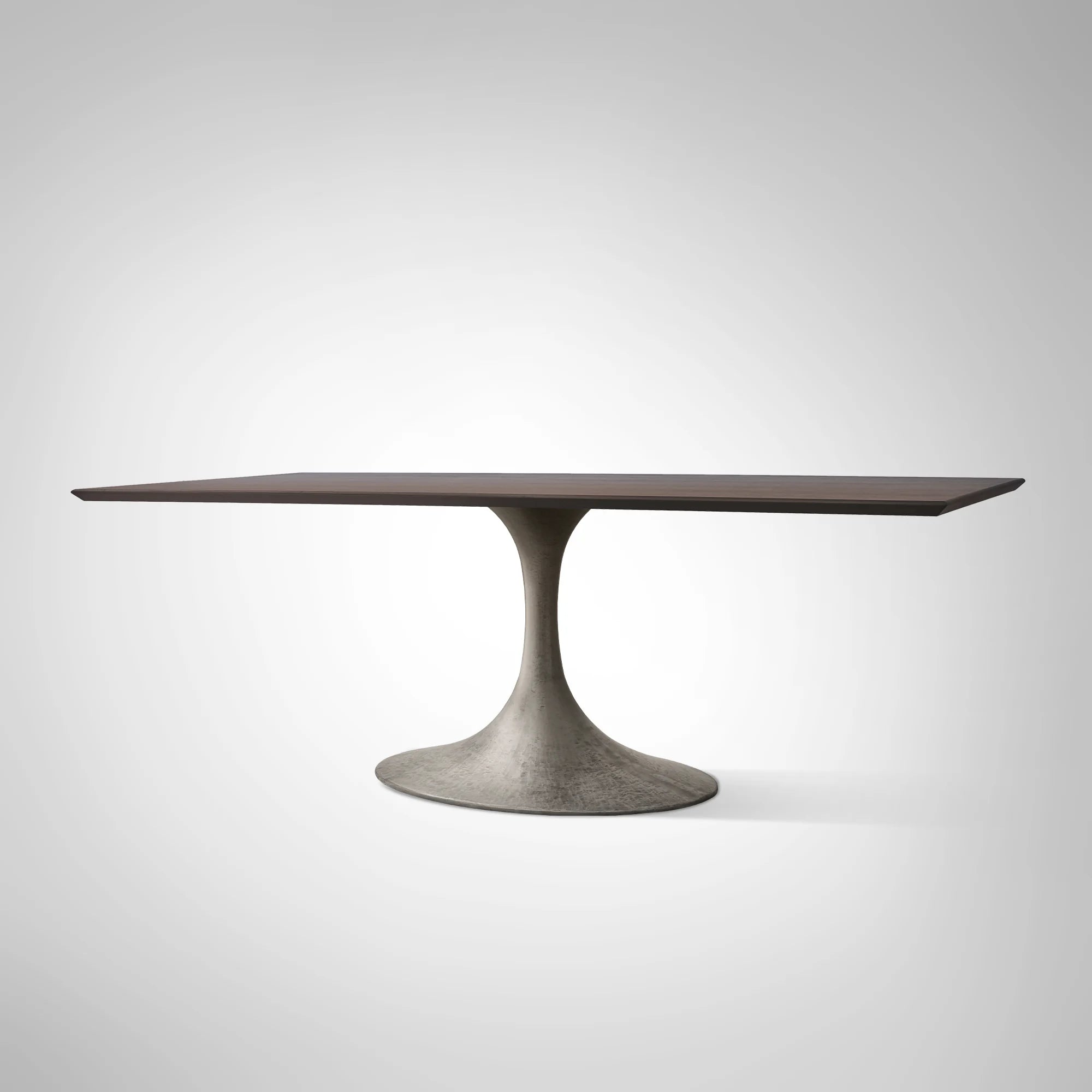 Aero Rectangular Wood Dining Table with Sculptural Steel Base