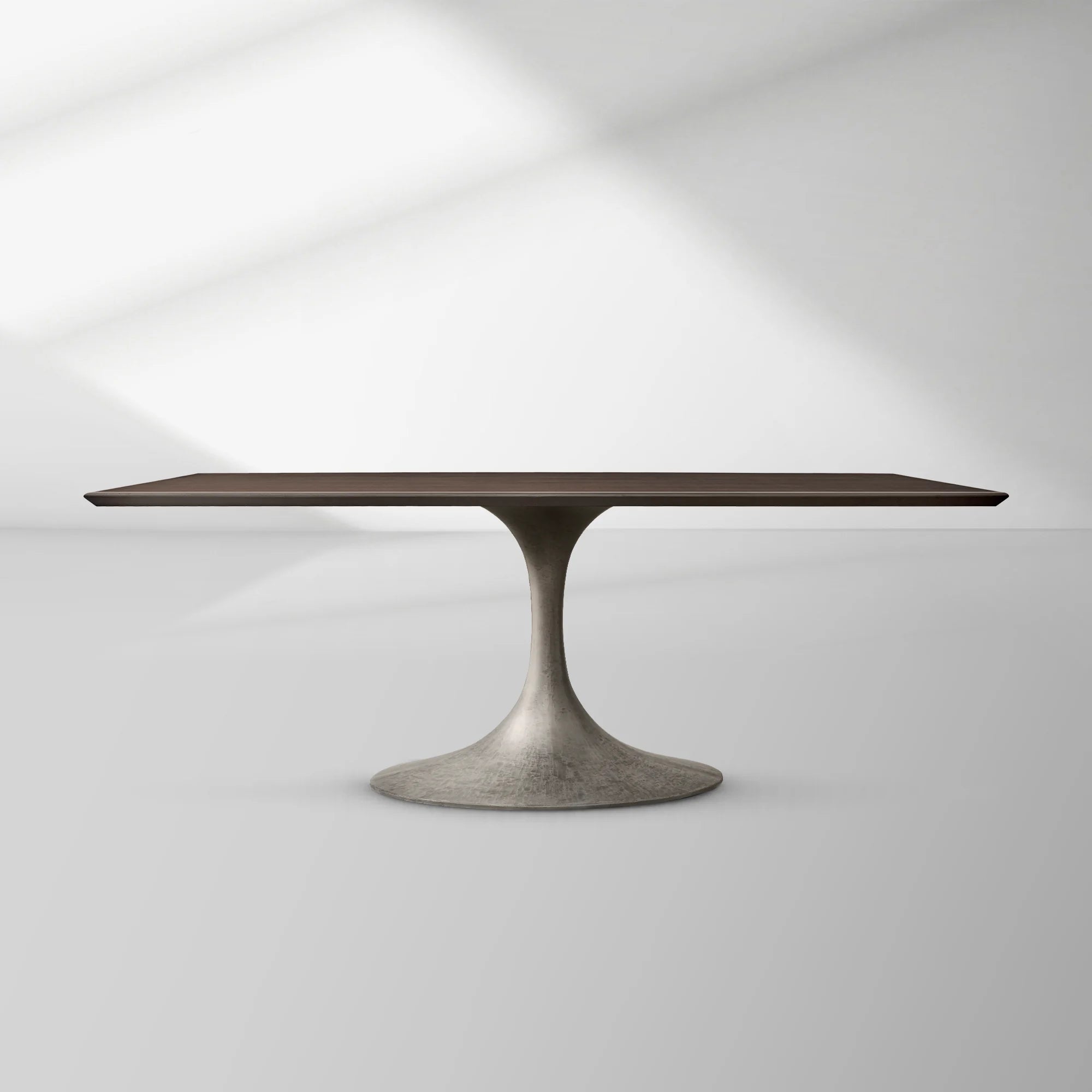 Aero Rectangular Wood Dining Table with Sculptural Steel Base