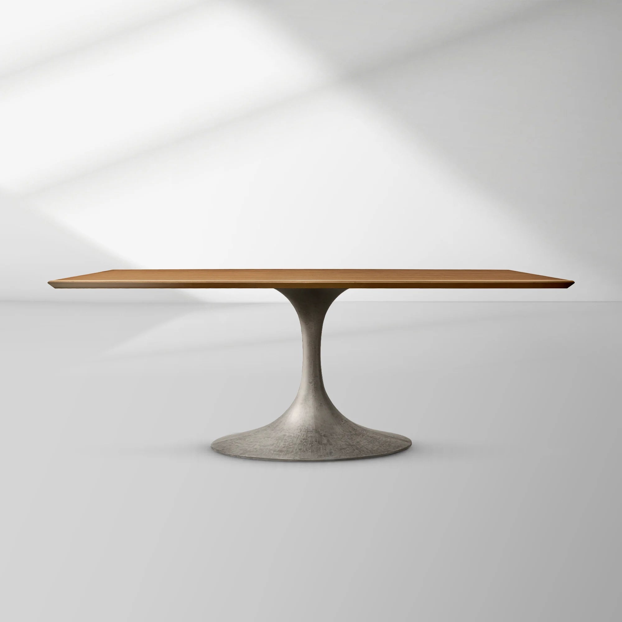 Aero Rectangular Wood Dining Table with Sculptural Steel Base
