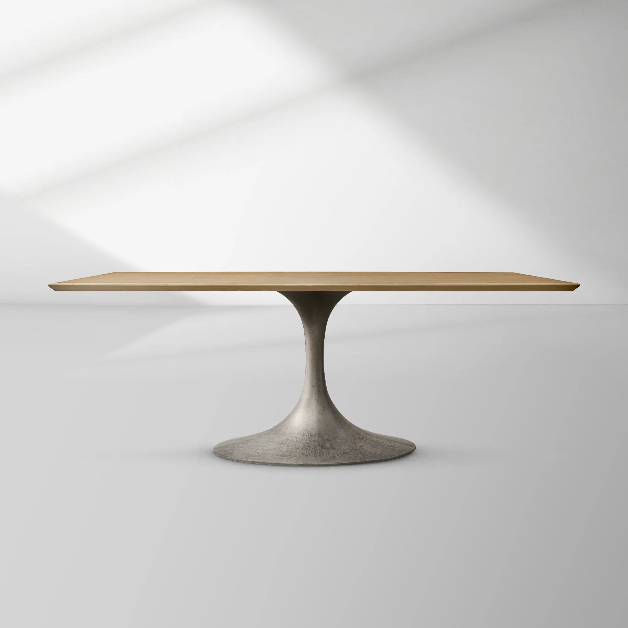 Aero Rectangular Wood Dining Table with Sculptural Steel Base