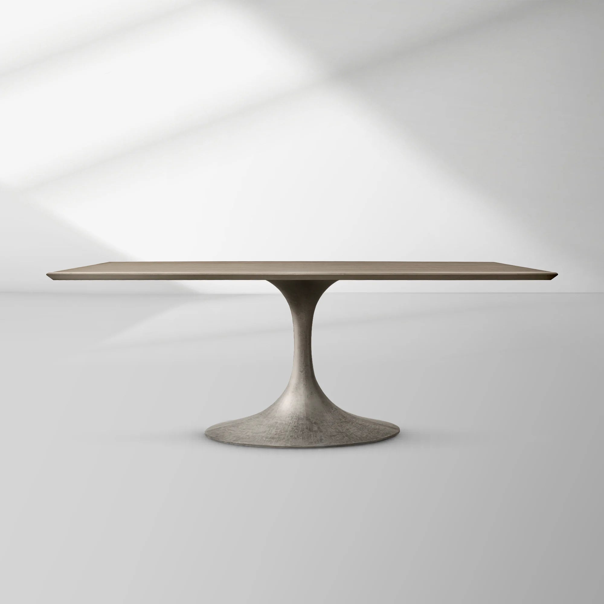 Aero Rectangular Wood Dining Table with Sculptural Steel Base