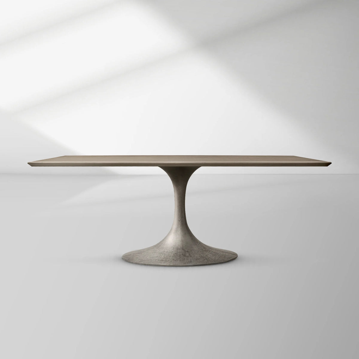 Aero Rectangular Wood Dining Table with Sculptural Steel Base