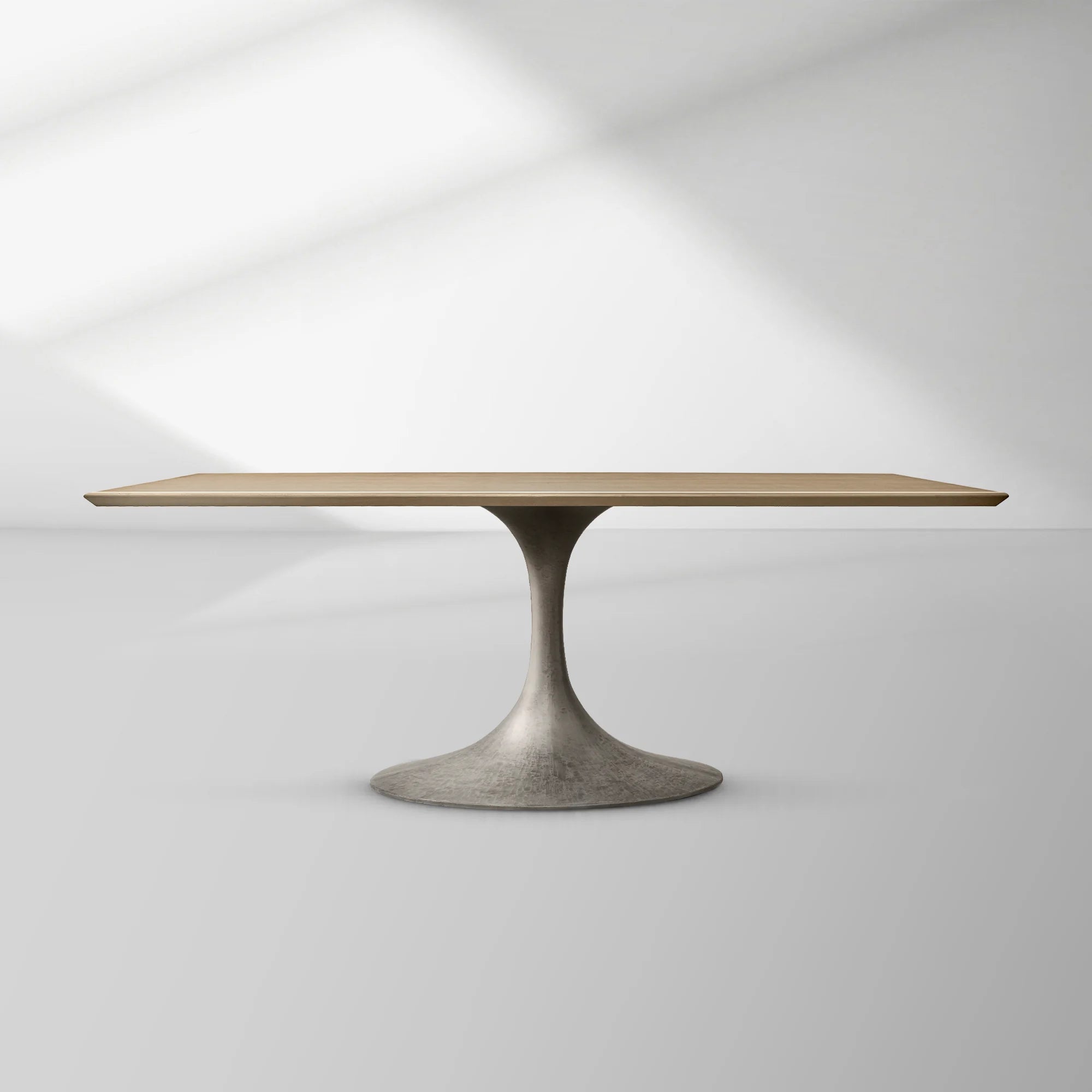 Aero Rectangular Wood Dining Table with Sculptural Steel Base