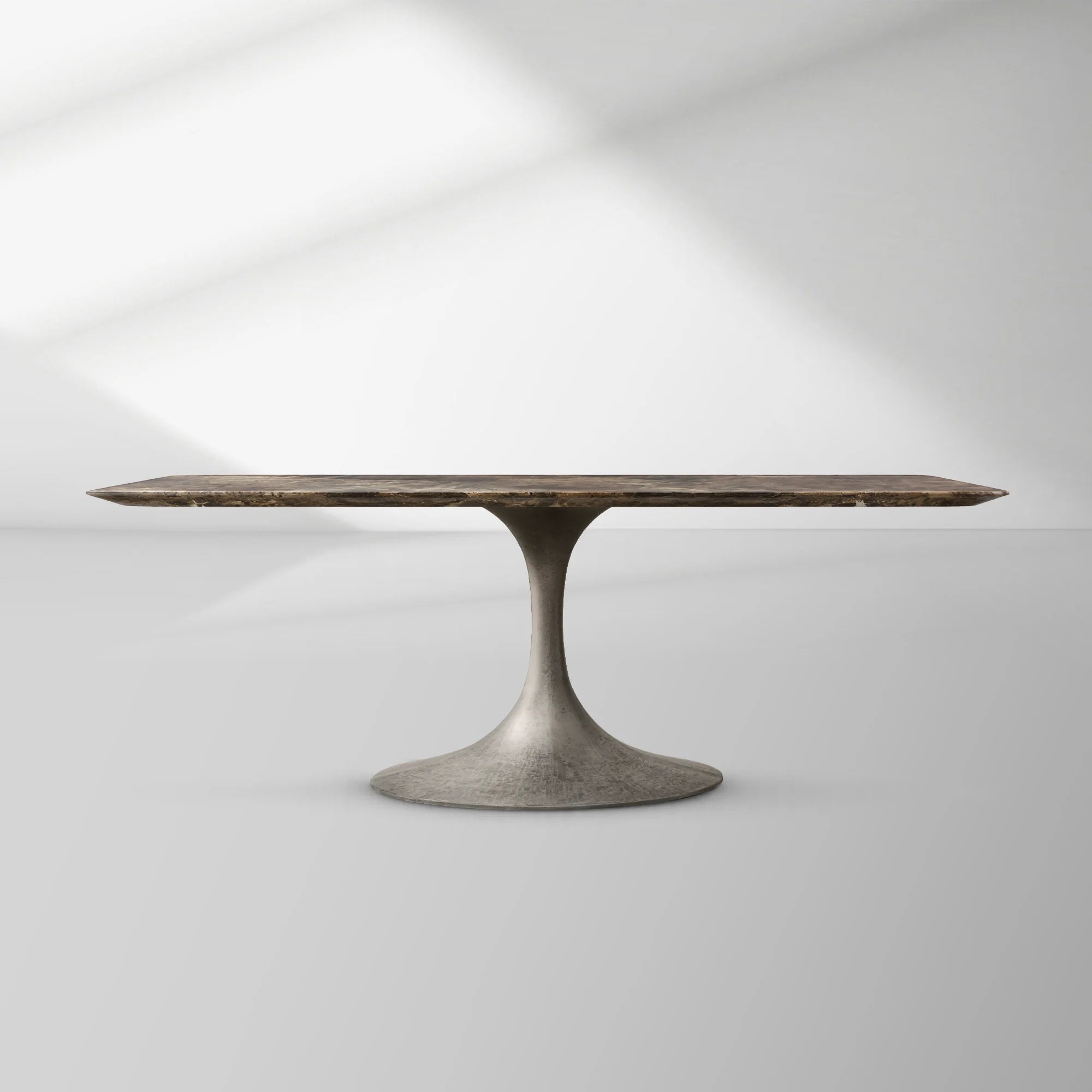 Aero Rectangular Marble Dining Table with Cast Steel Base