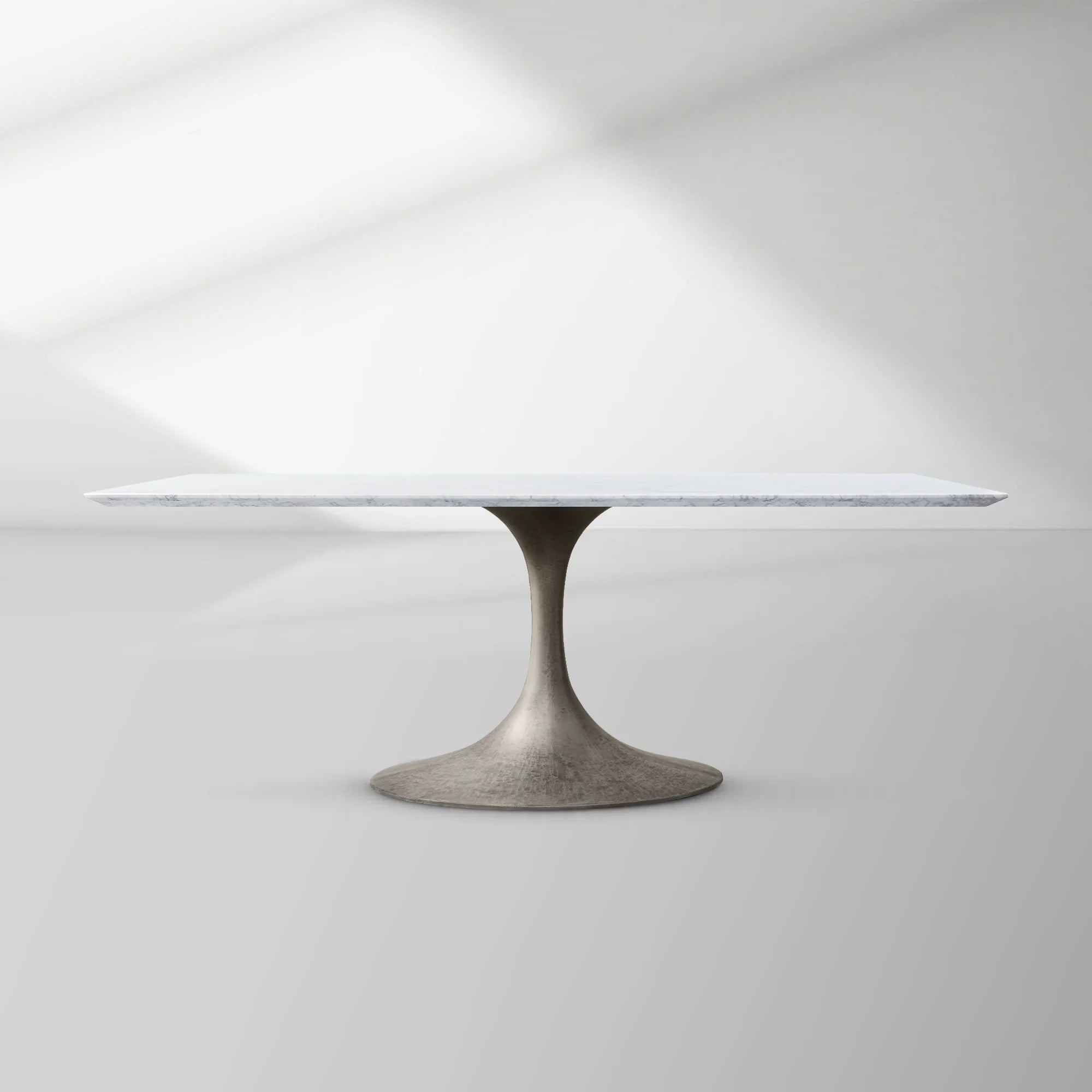 Aero Rectangular Marble Dining Table with Cast Steel Base