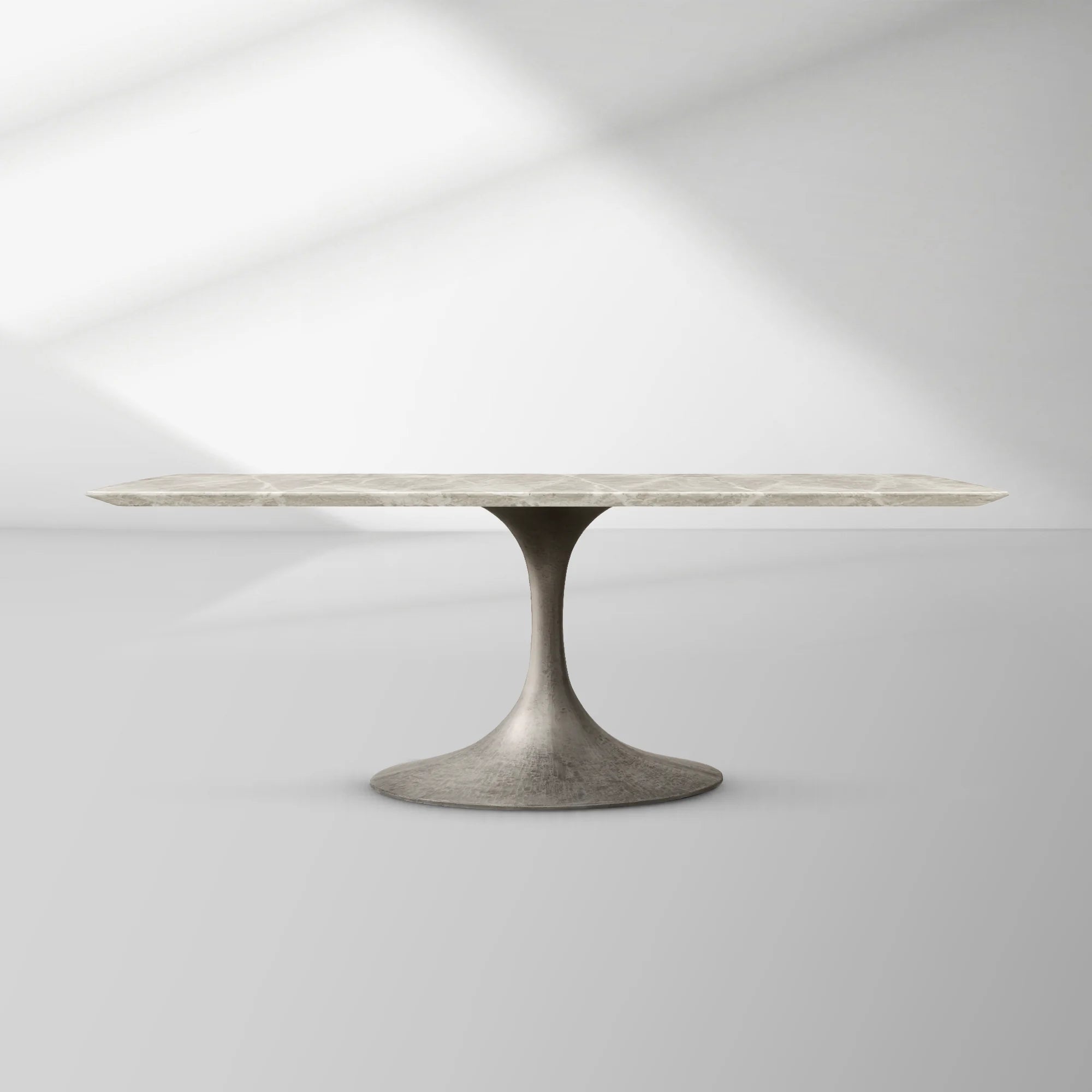 Aero Rectangular Marble Dining Table with Cast Steel Base