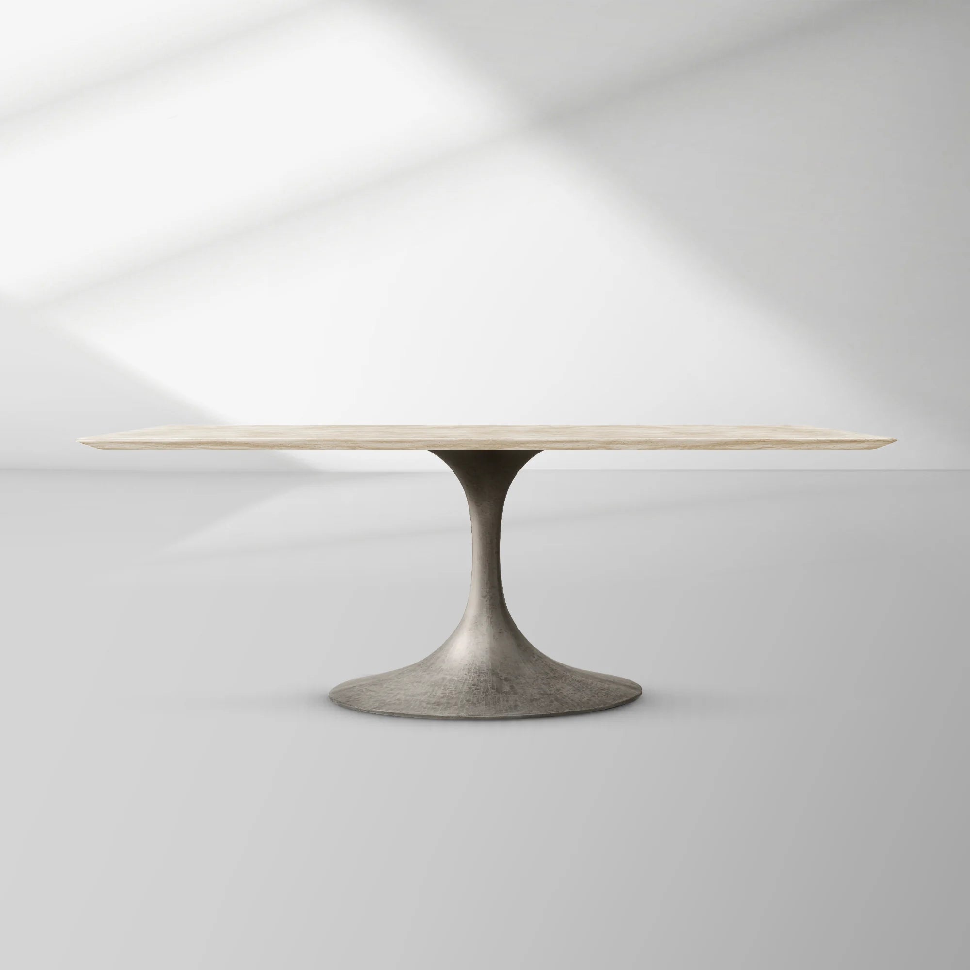 Aero Rectangular Marble Dining Table with Cast Steel Base