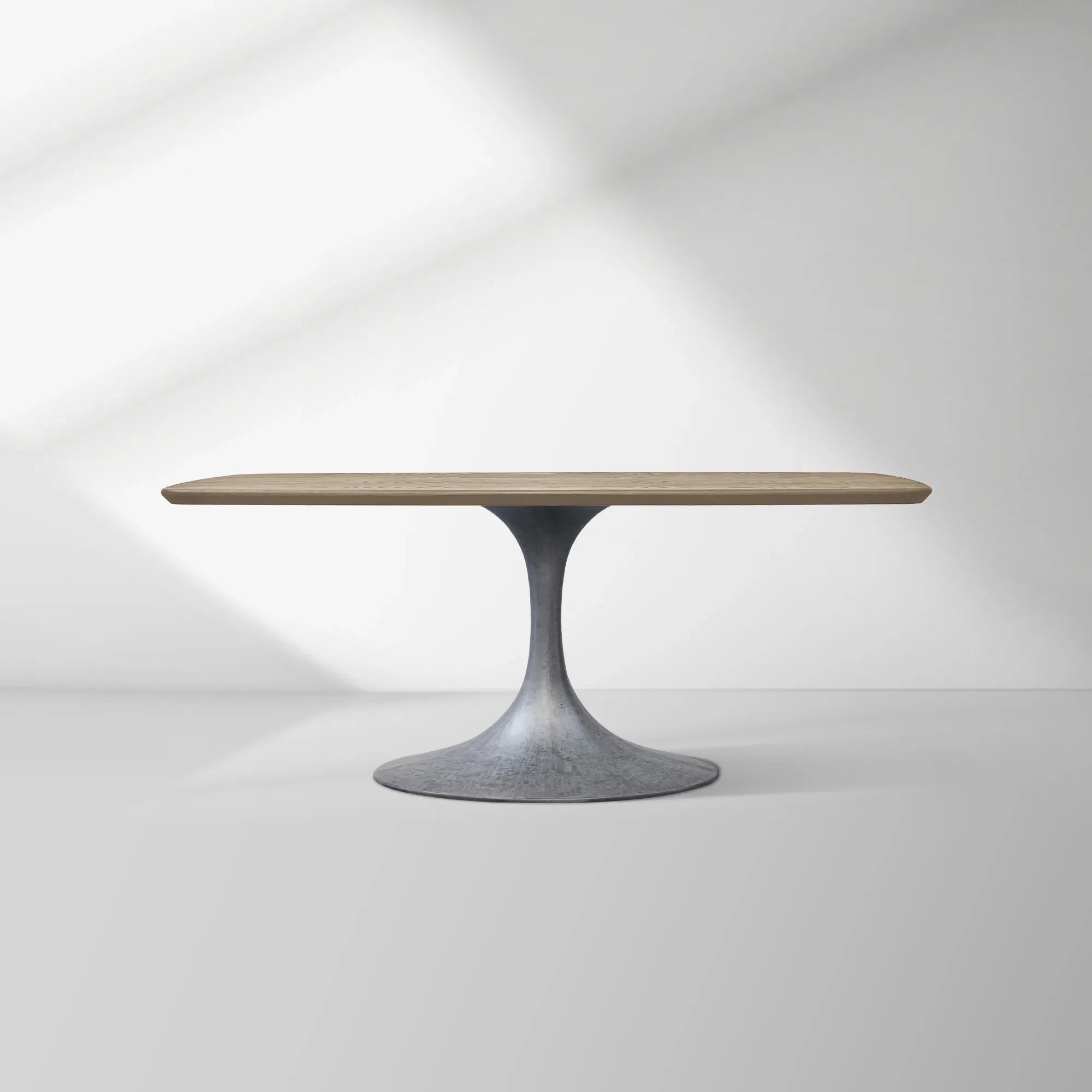 Aero Solid Oak Top Dining Table Tulip Rectangular Dining Table with Launette Base