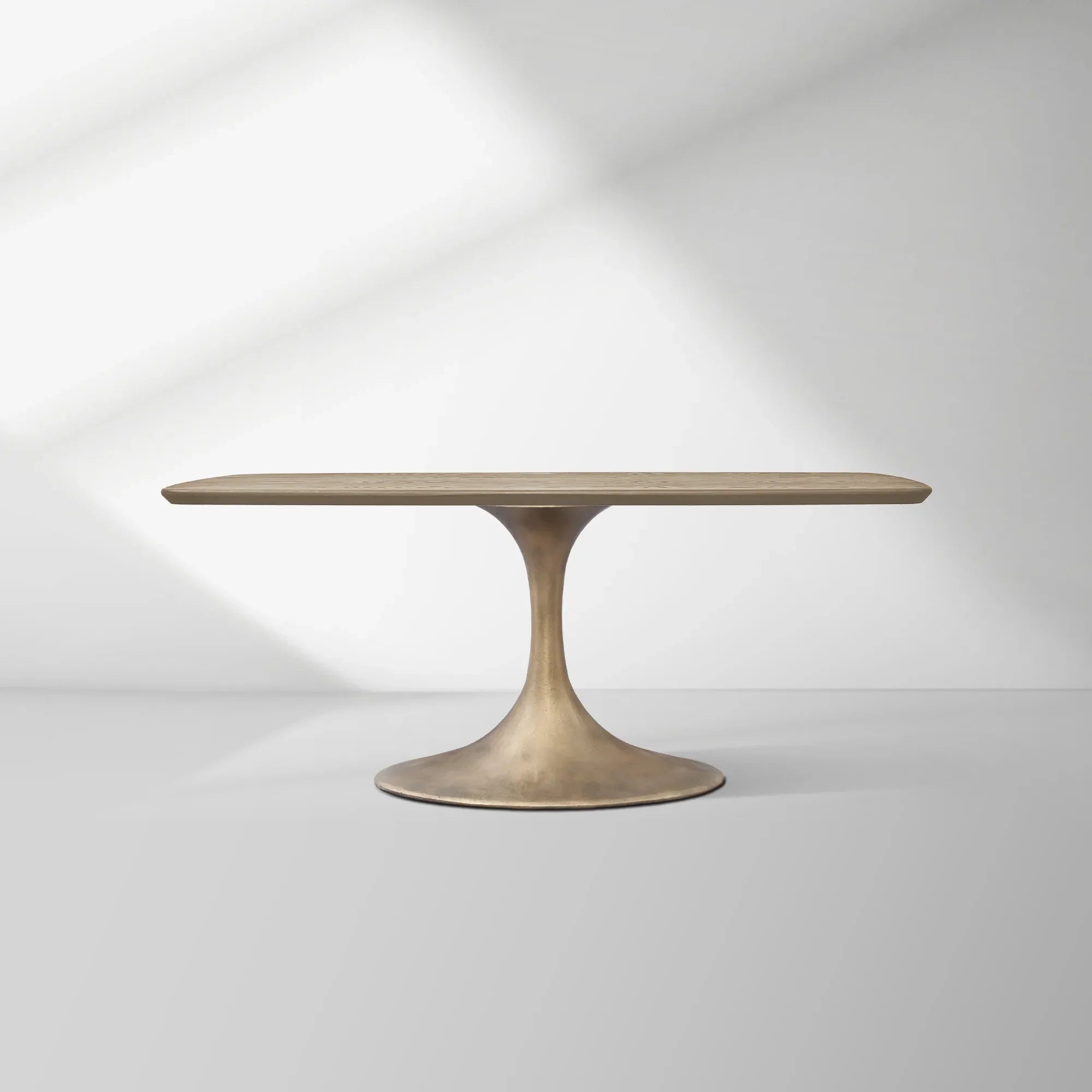 Aero Solid Oak Top Dining Table Tulip Rectangular Dining Table with Launette Base