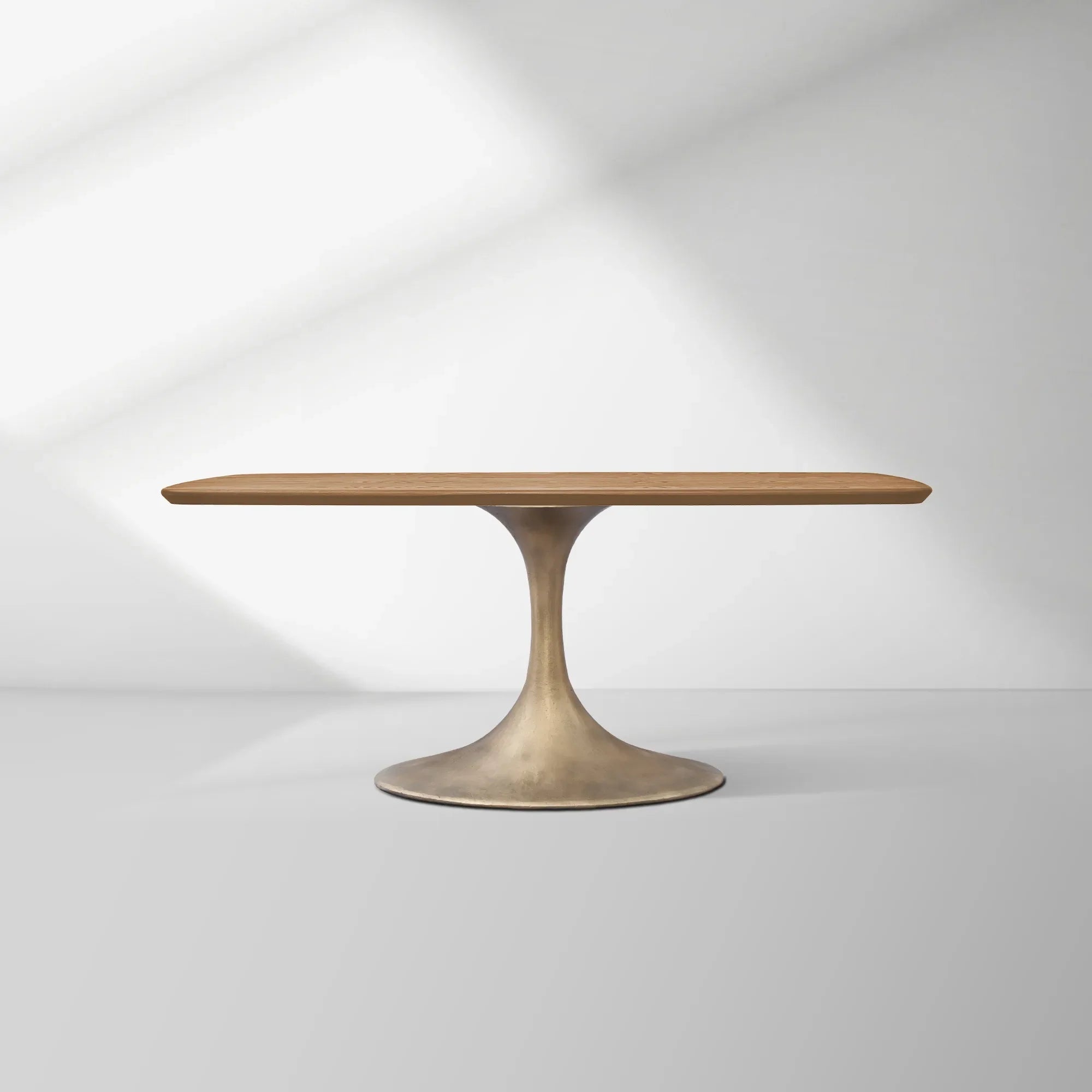 Aero Solid Oak Top Dining Table Tulip Rectangular Dining Table with Launette Base