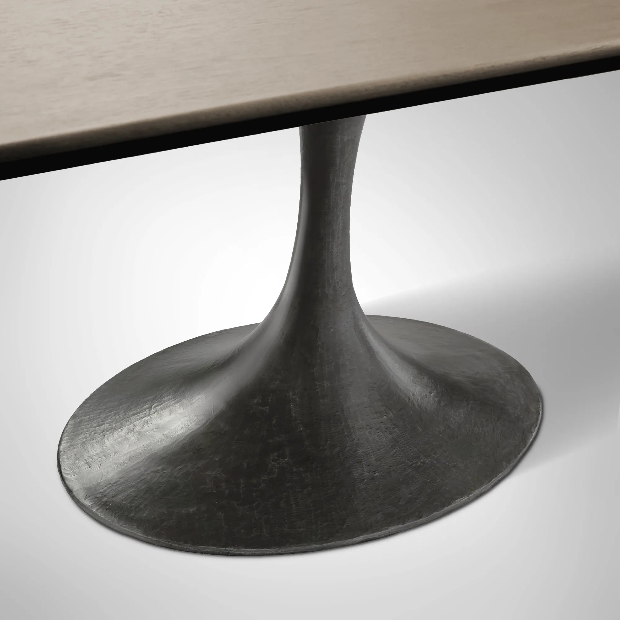 Aero Rectangular Wood Dining Table with Sculptural Steel Base