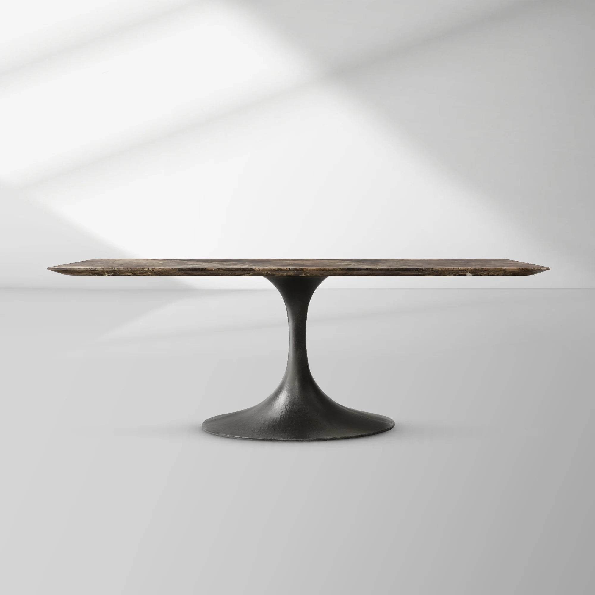 Aero Rectangular Marble Dining Table with Cast Steel Base