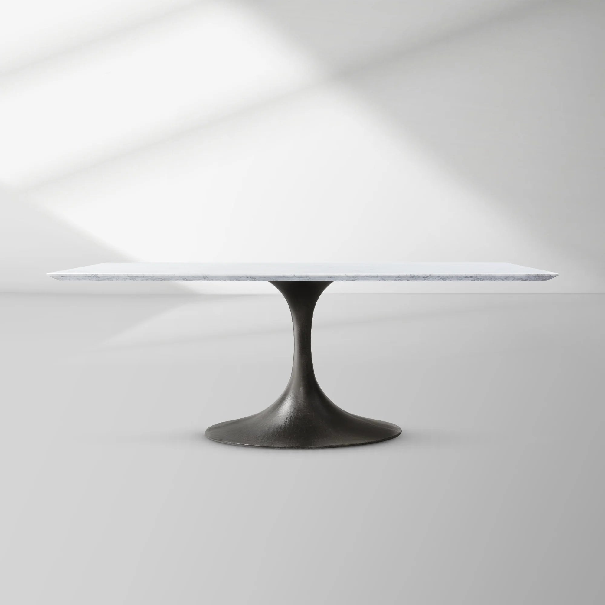 Aero Rectangular Marble Dining Table with Cast Steel Base
