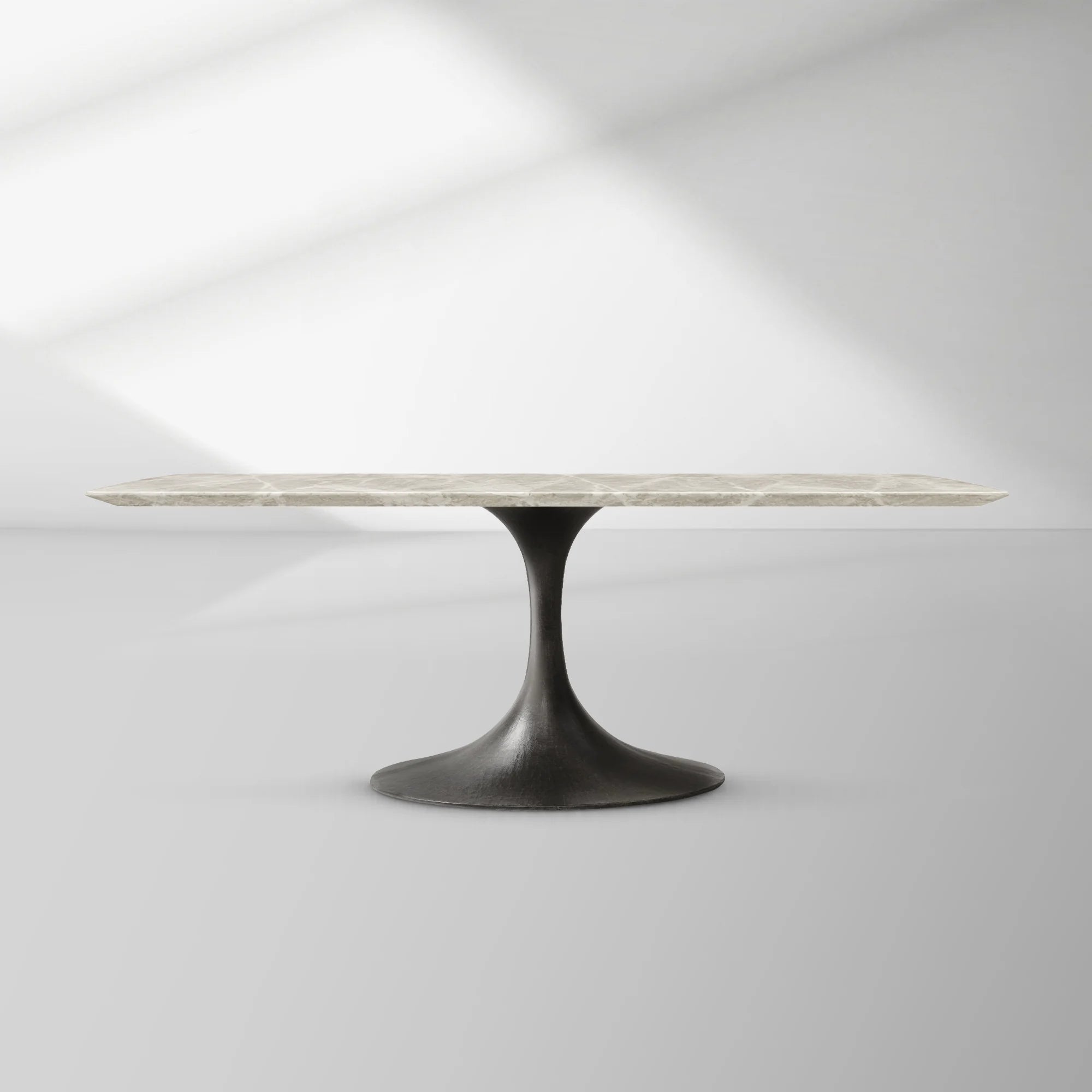 Aero Rectangular Marble Dining Table with Cast Steel Base
