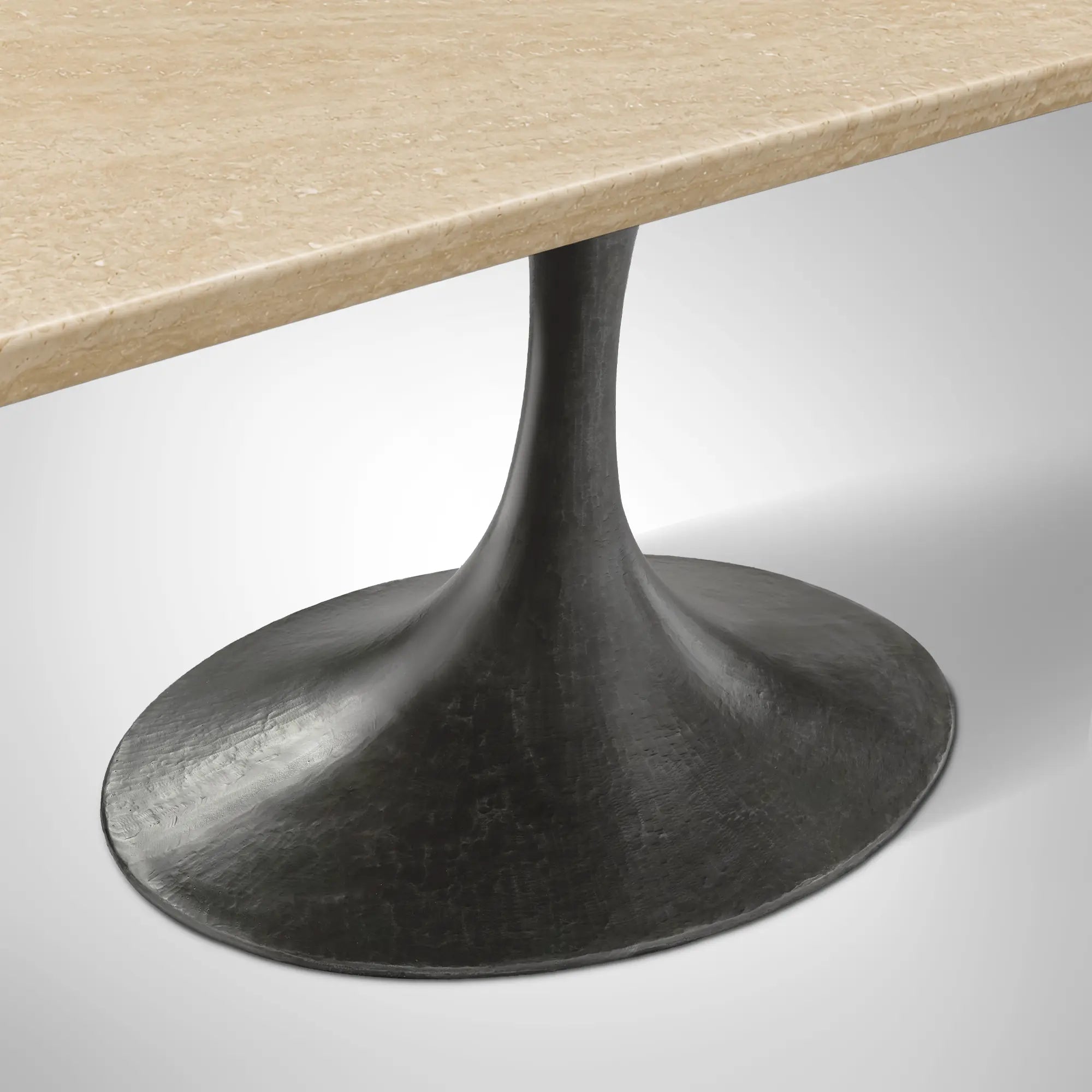 Aero Rectangular Marble Dining Table with Cast Steel Base