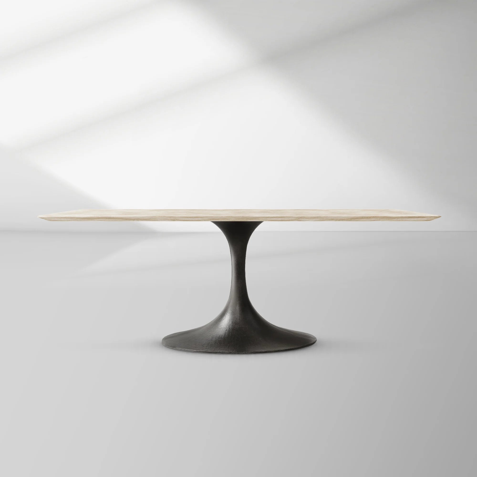 Aero Rectangular Marble Dining Table with Cast Steel Base