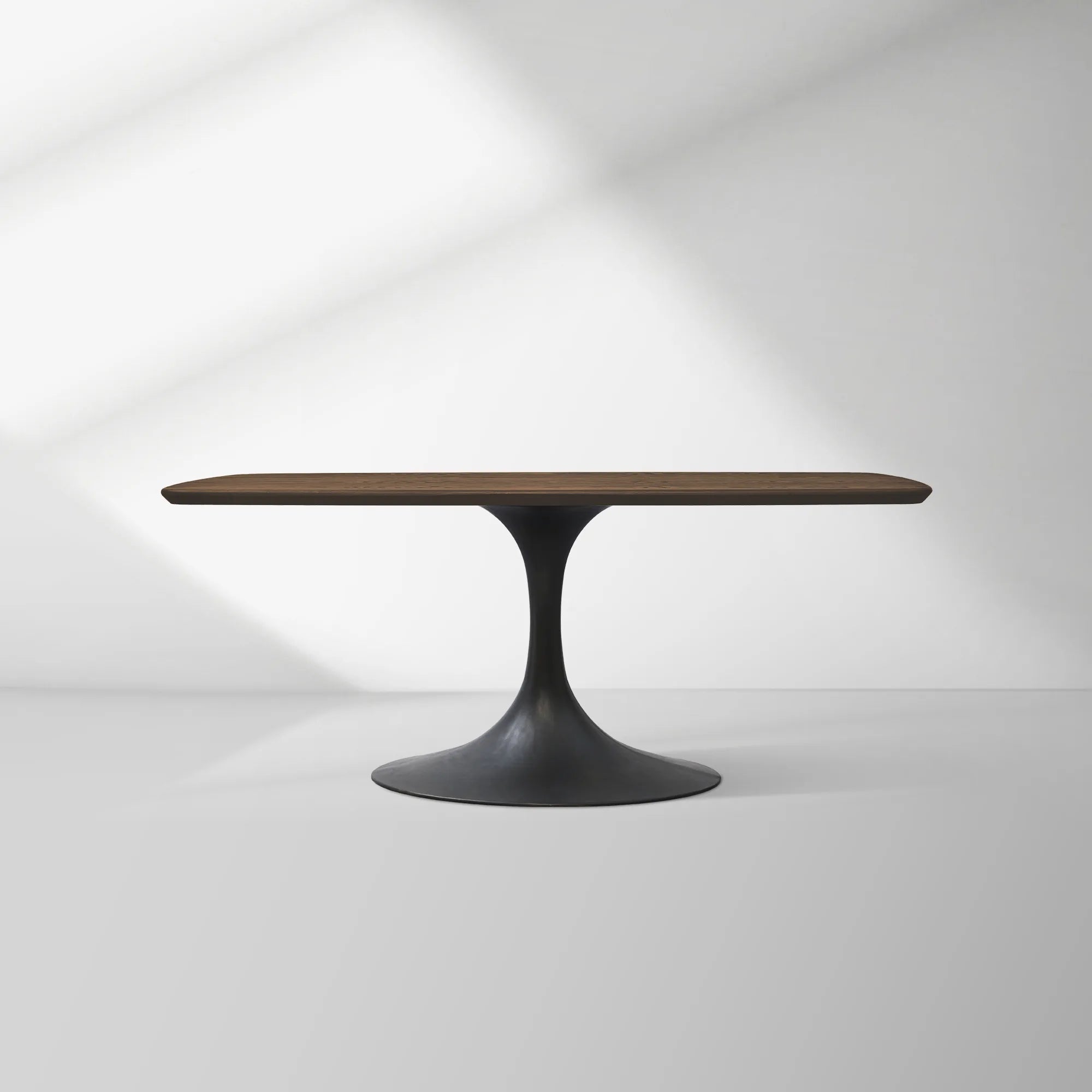 Aero Solid Oak Top Dining Table Tulip Rectangular Dining Table with Launette Base