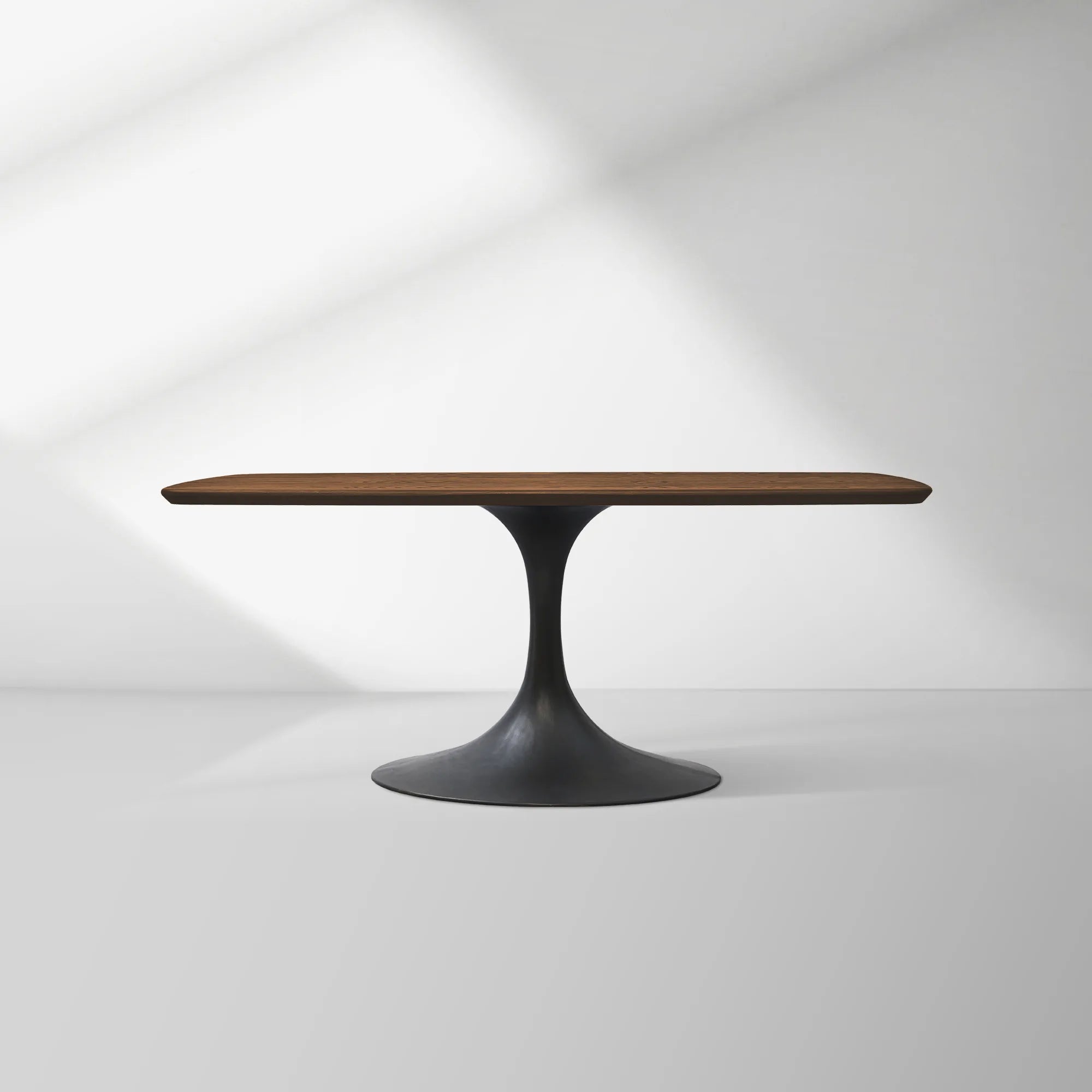 Aero Solid Oak Top Dining Table Tulip Rectangular Dining Table with Launette Base