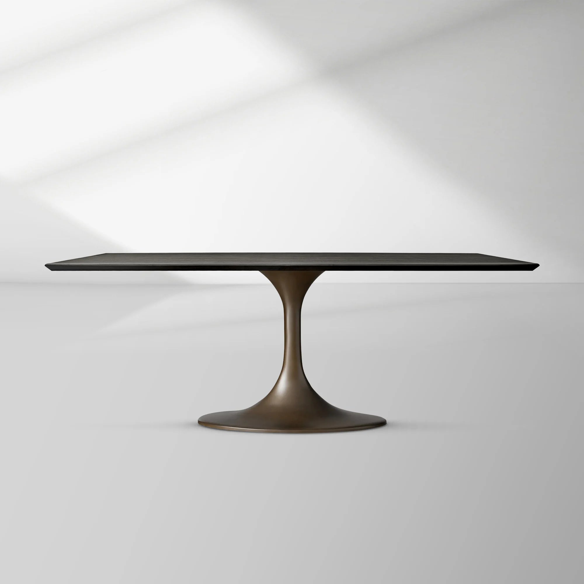 Aero Rectangular Wood Dining Table with Sculptural Steel Base