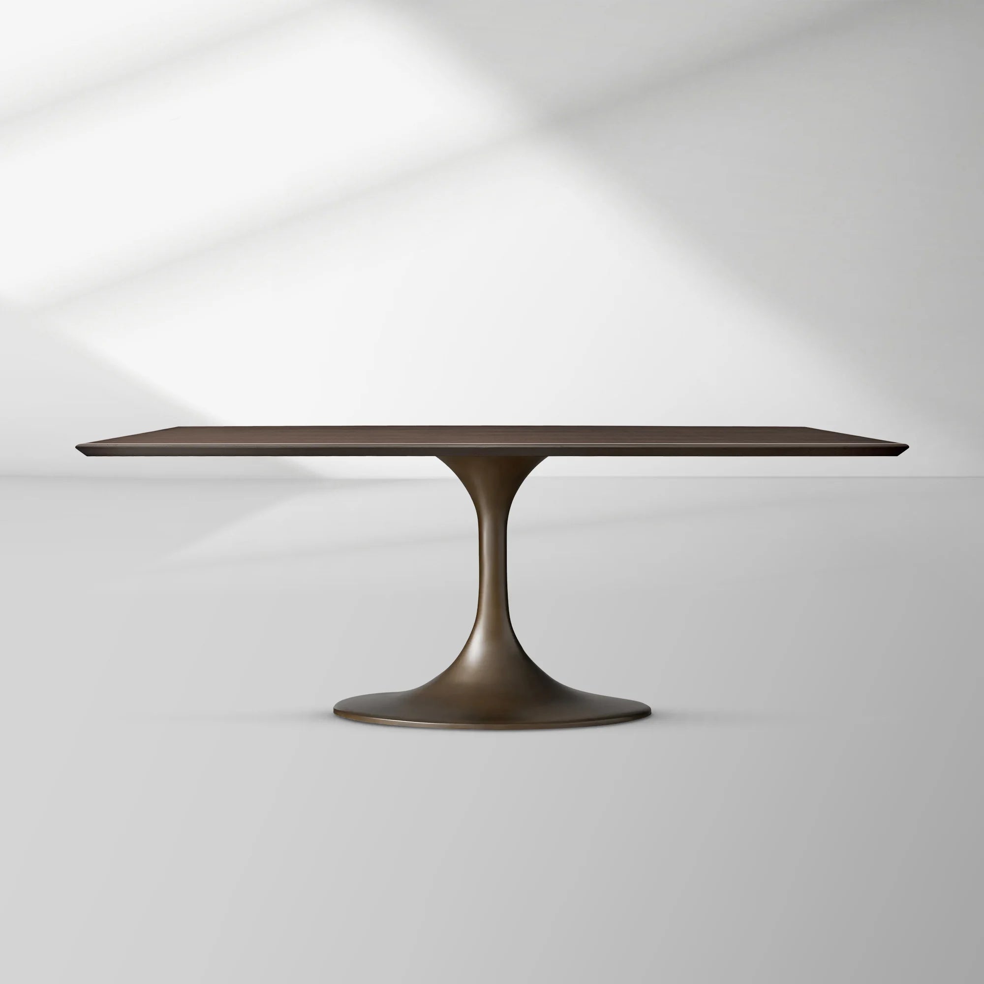 Aero Rectangular Wood Dining Table with Sculptural Steel Base