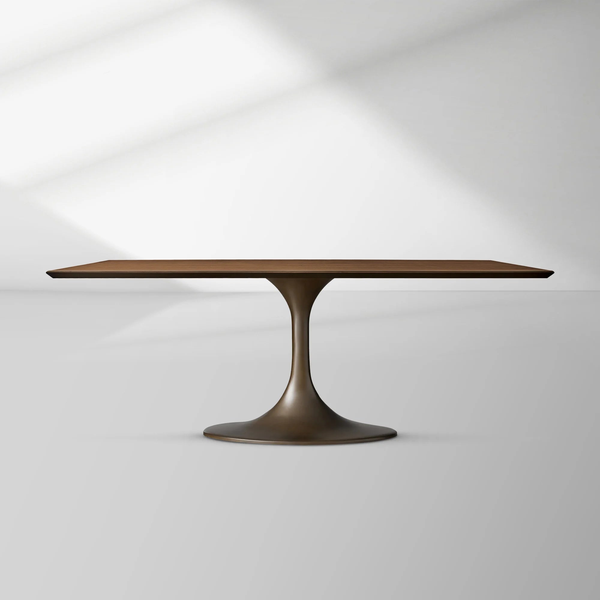 Aero Rectangular Wood Dining Table with Sculptural Steel Base