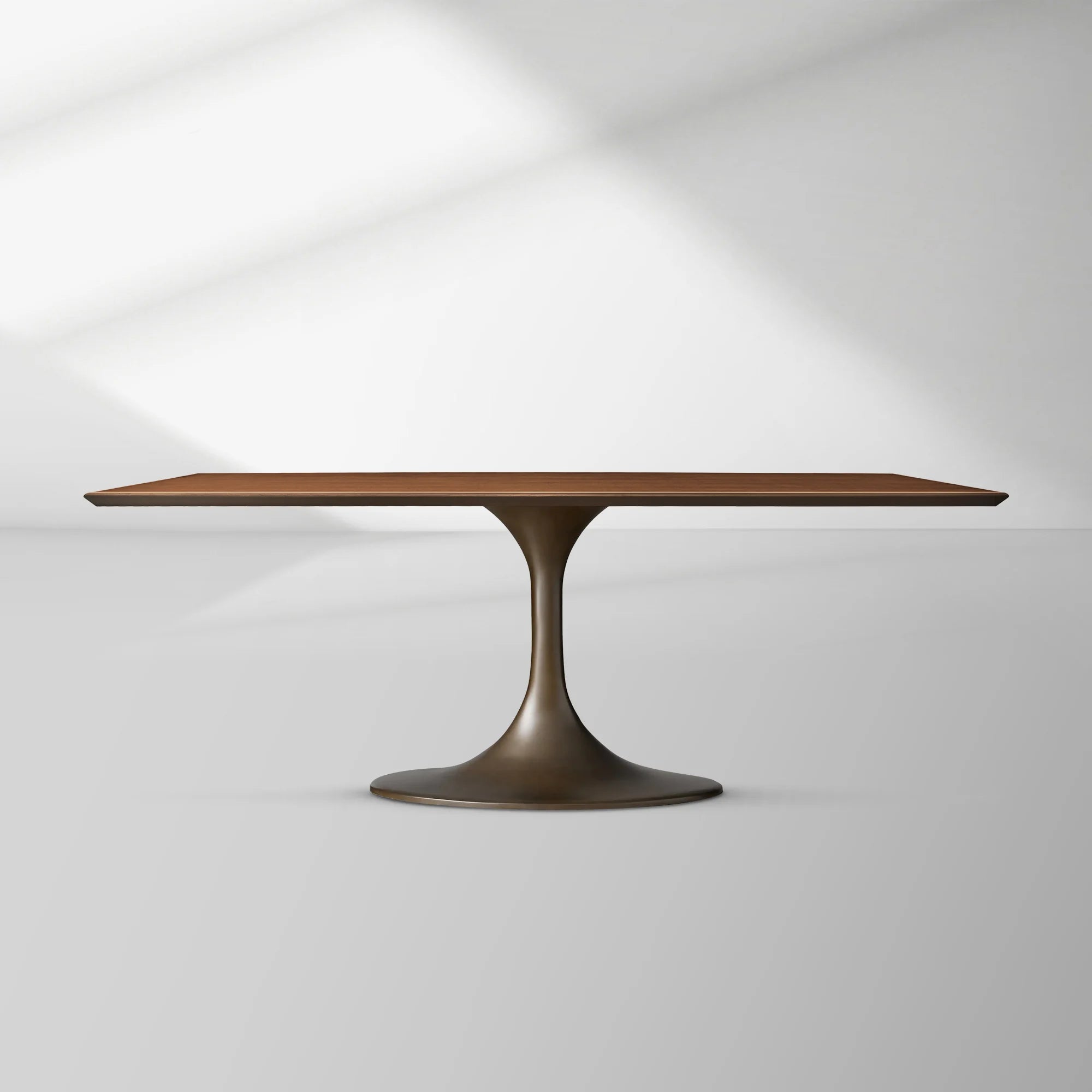 Aero Rectangular Wood Dining Table with Sculptural Steel Base