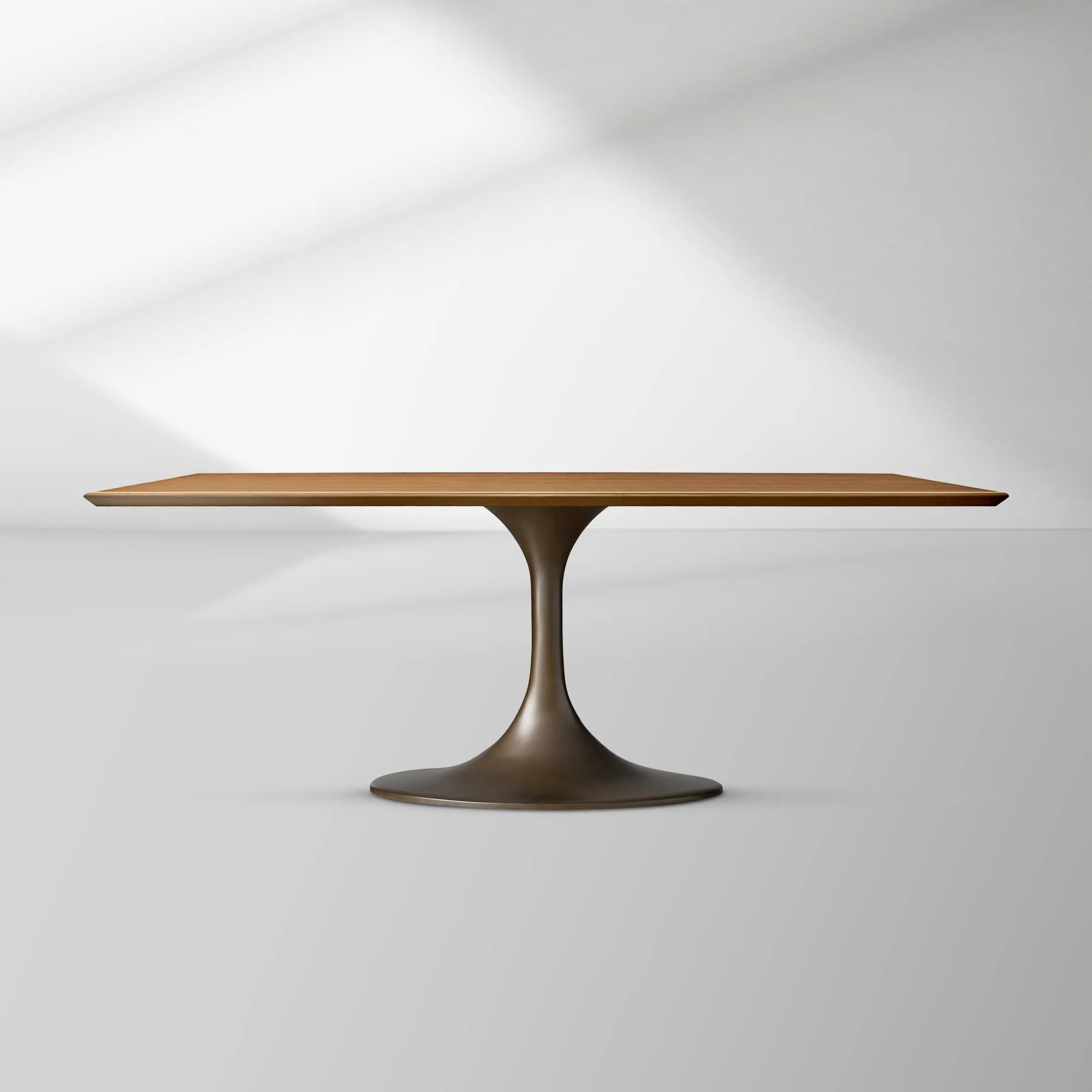 Aero Rectangular Wood Dining Table with Sculptural Steel Base