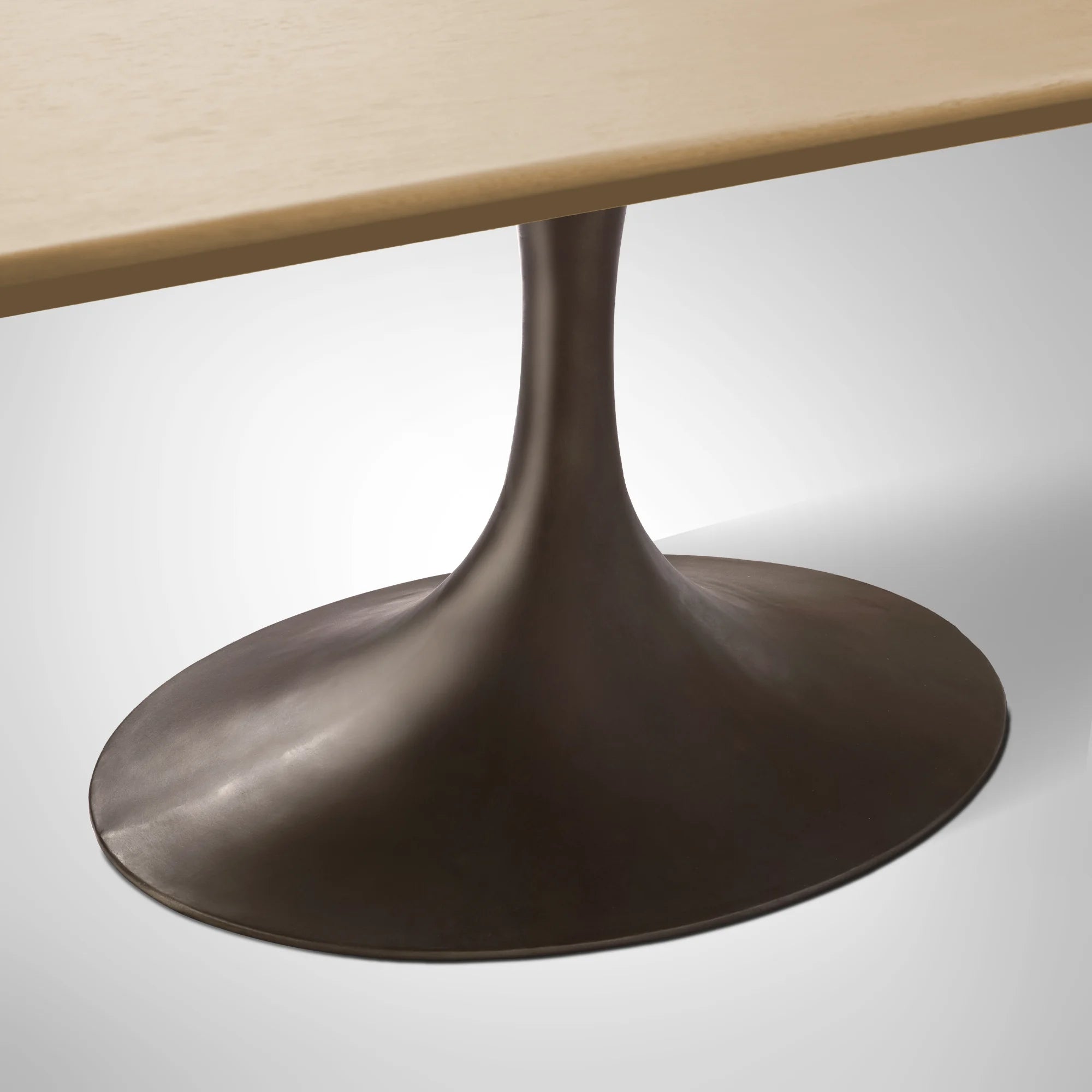 Aero Rectangular Wood Dining Table with Sculptural Steel Base