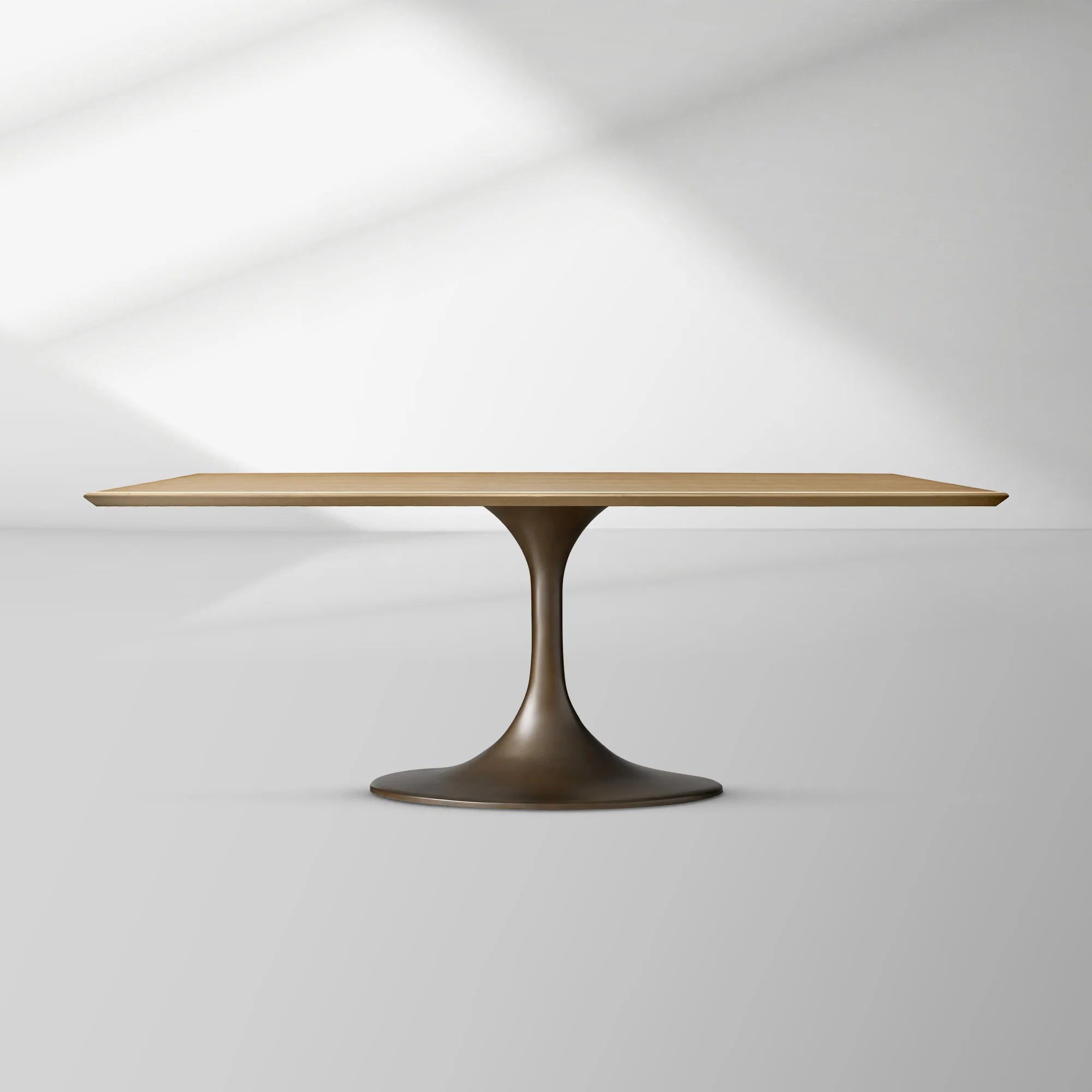 Aero Rectangular Wood Dining Table with Sculptural Steel Base