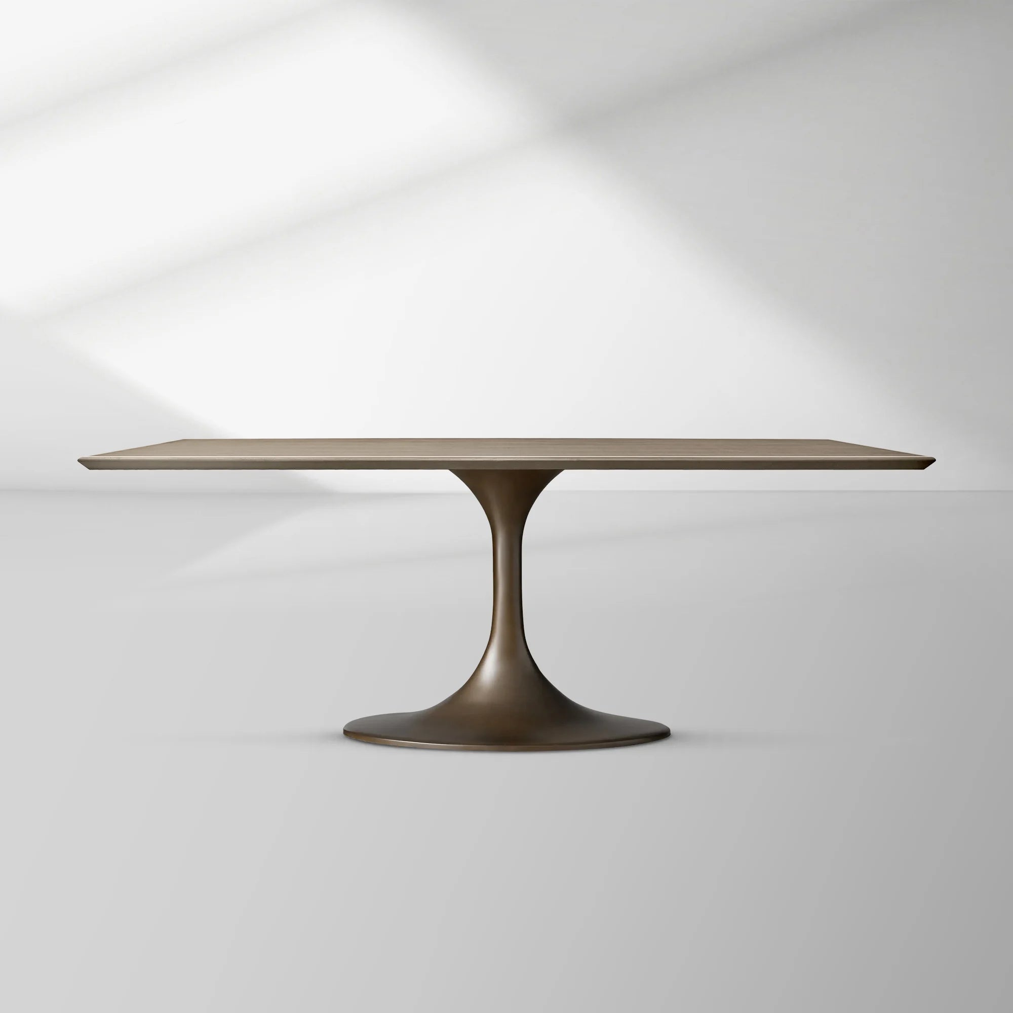 Aero Rectangular Wood Dining Table with Sculptural Steel Base