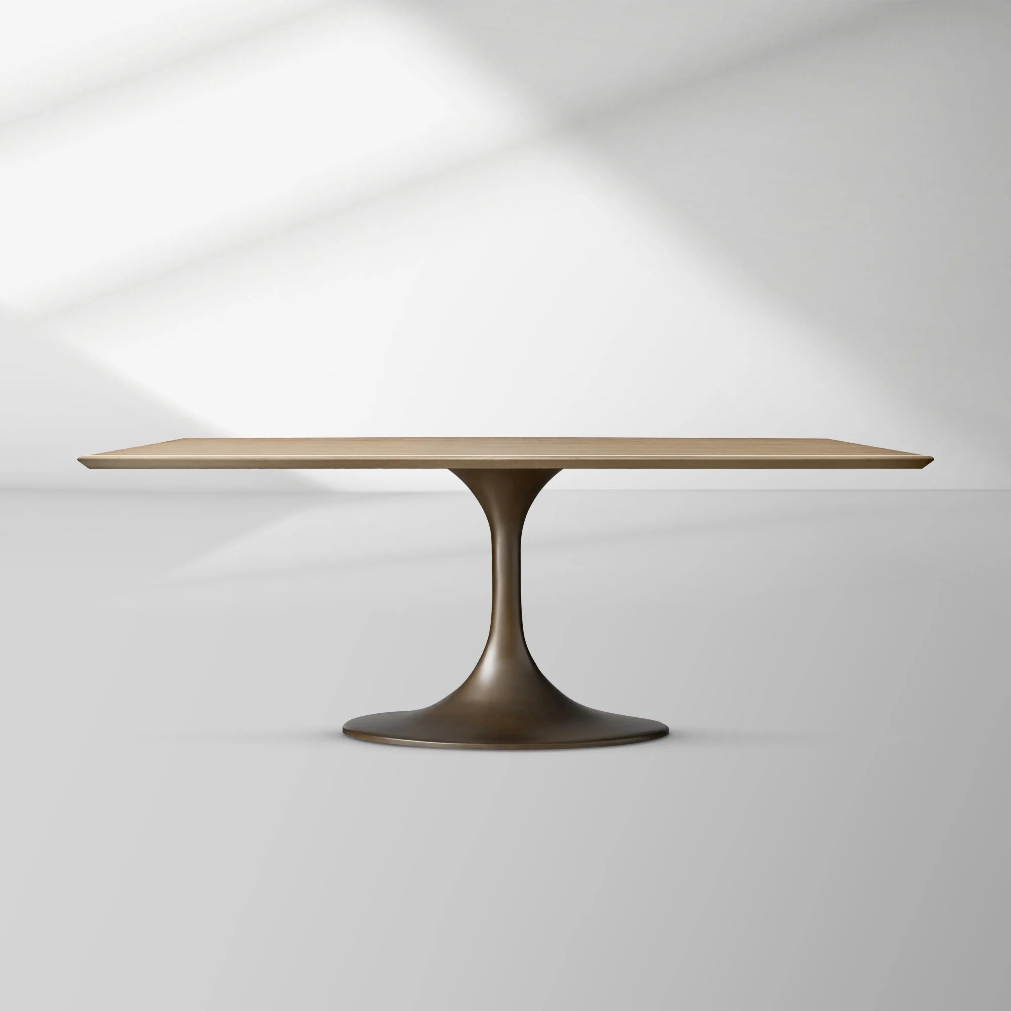 Aero Rectangular Wood Dining Table with Sculptural Steel Base