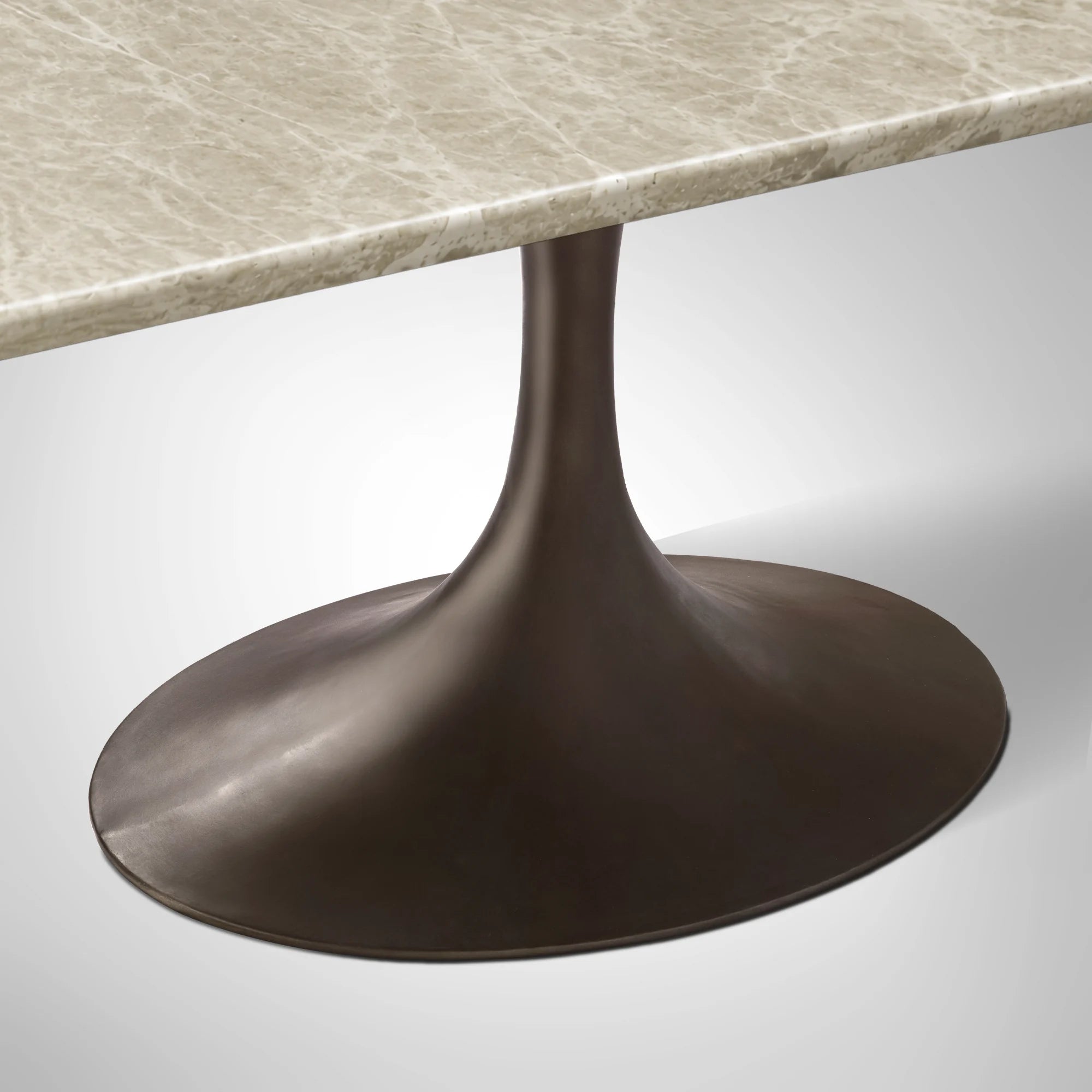 Aero Rectangular Marble Dining Table with Cast Steel Base