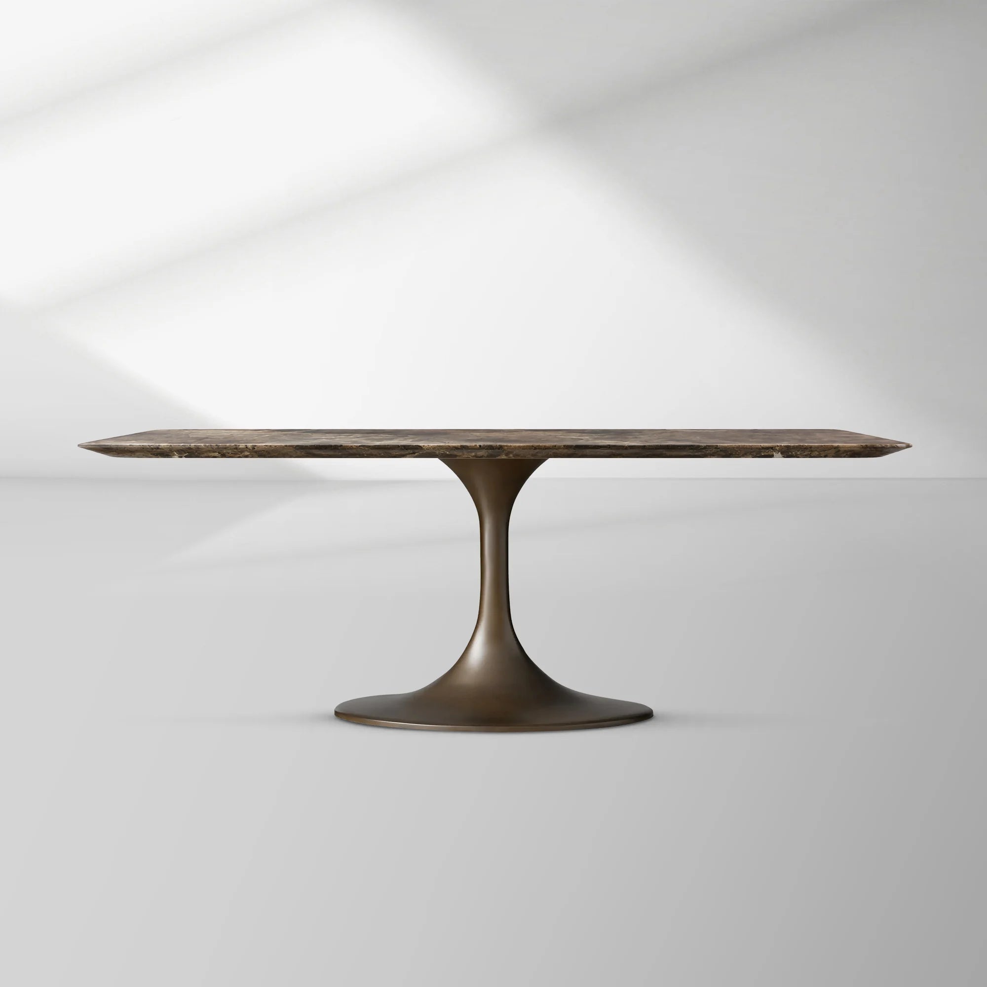 Aero Rectangular Marble Dining Table with Cast Steel Base
