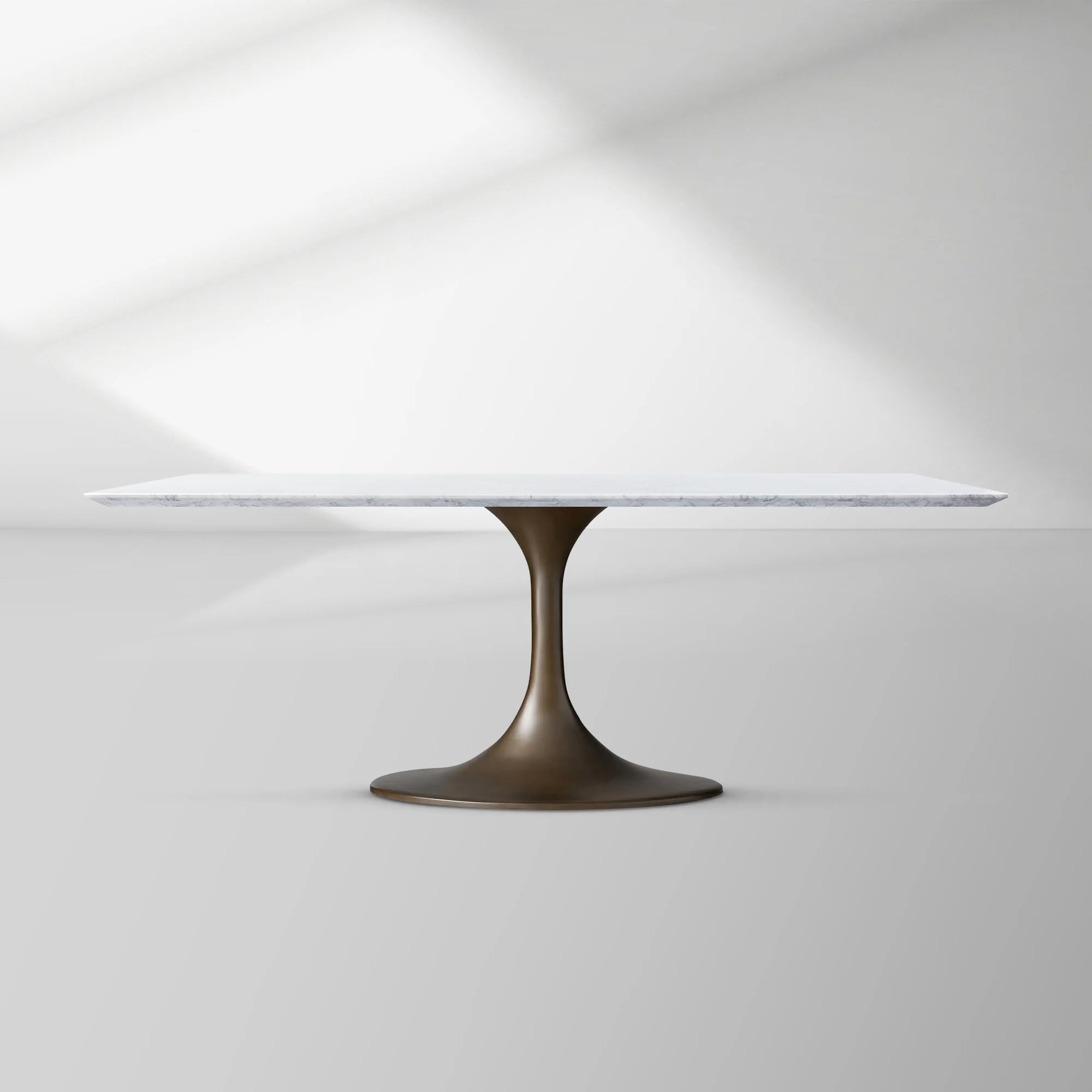 Aero Rectangular Marble Dining Table with Cast Steel Base