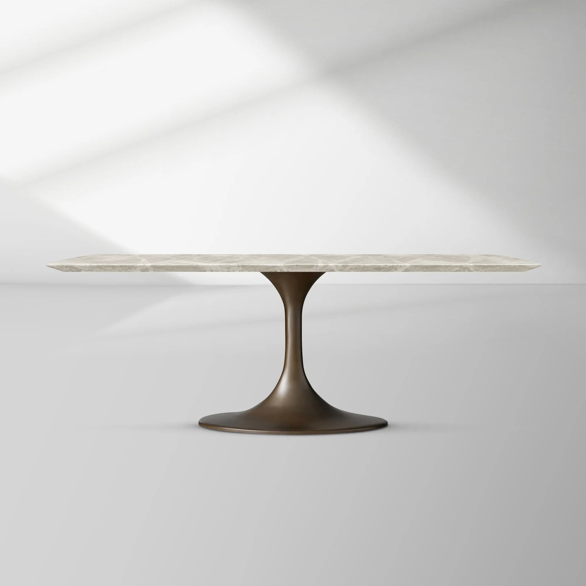 Aero Rectangular Marble Dining Table with Cast Steel Base