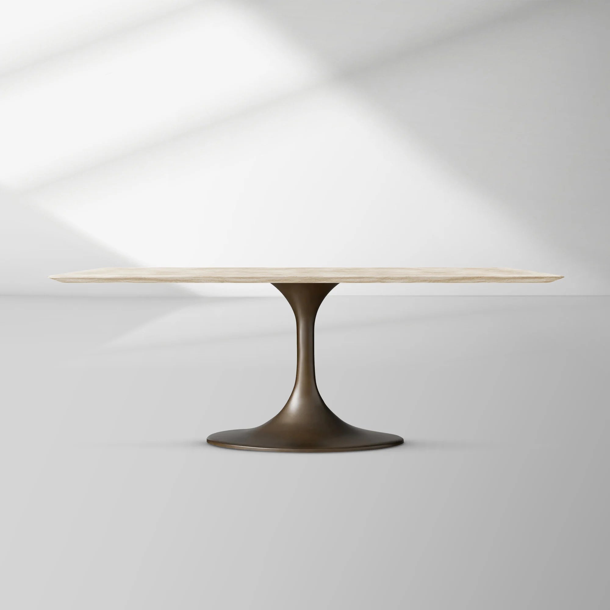 Aero Rectangular Marble Dining Table with Cast Steel Base