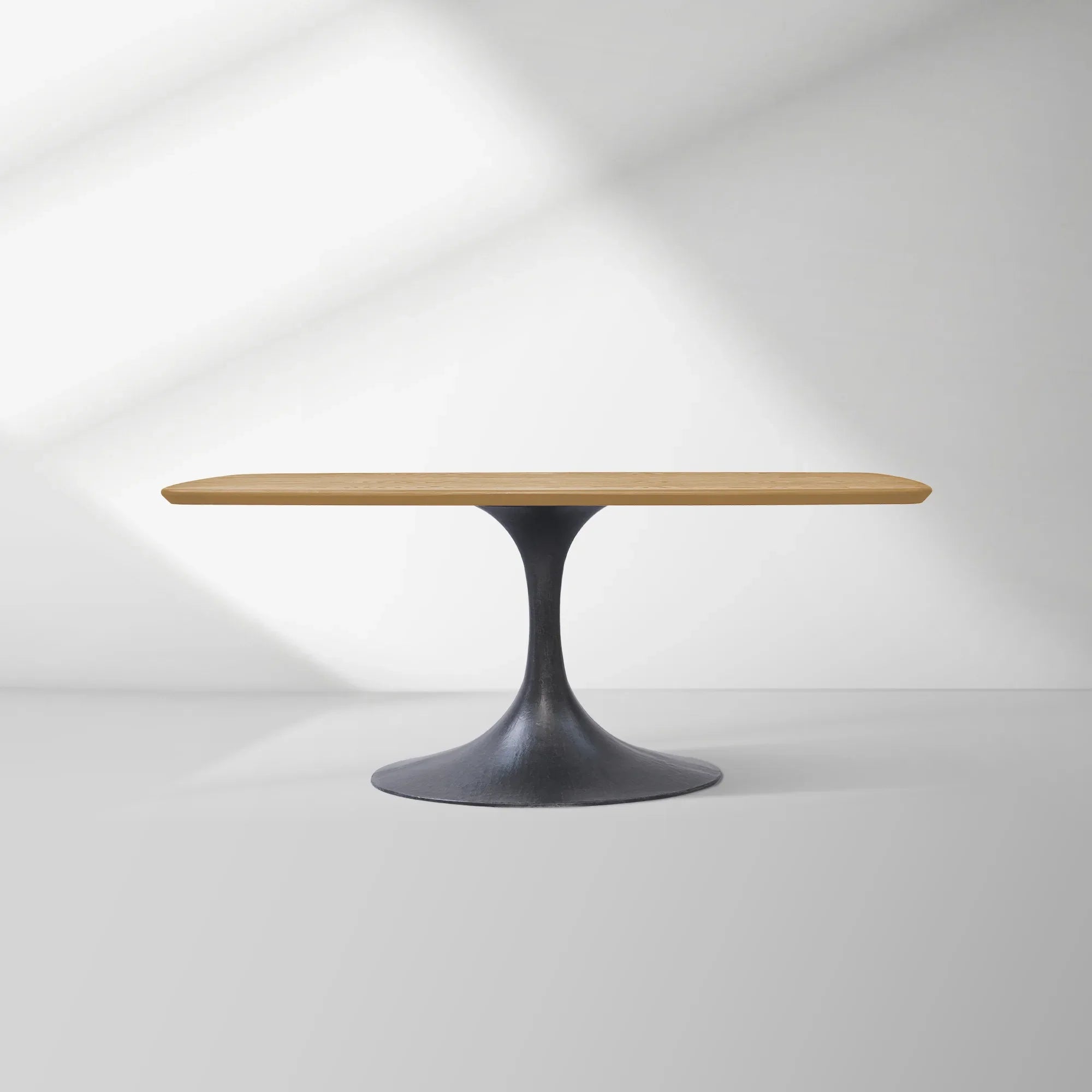 Aero Solid Oak Top Dining Table Tulip Rectangular Dining Table with Launette Base
